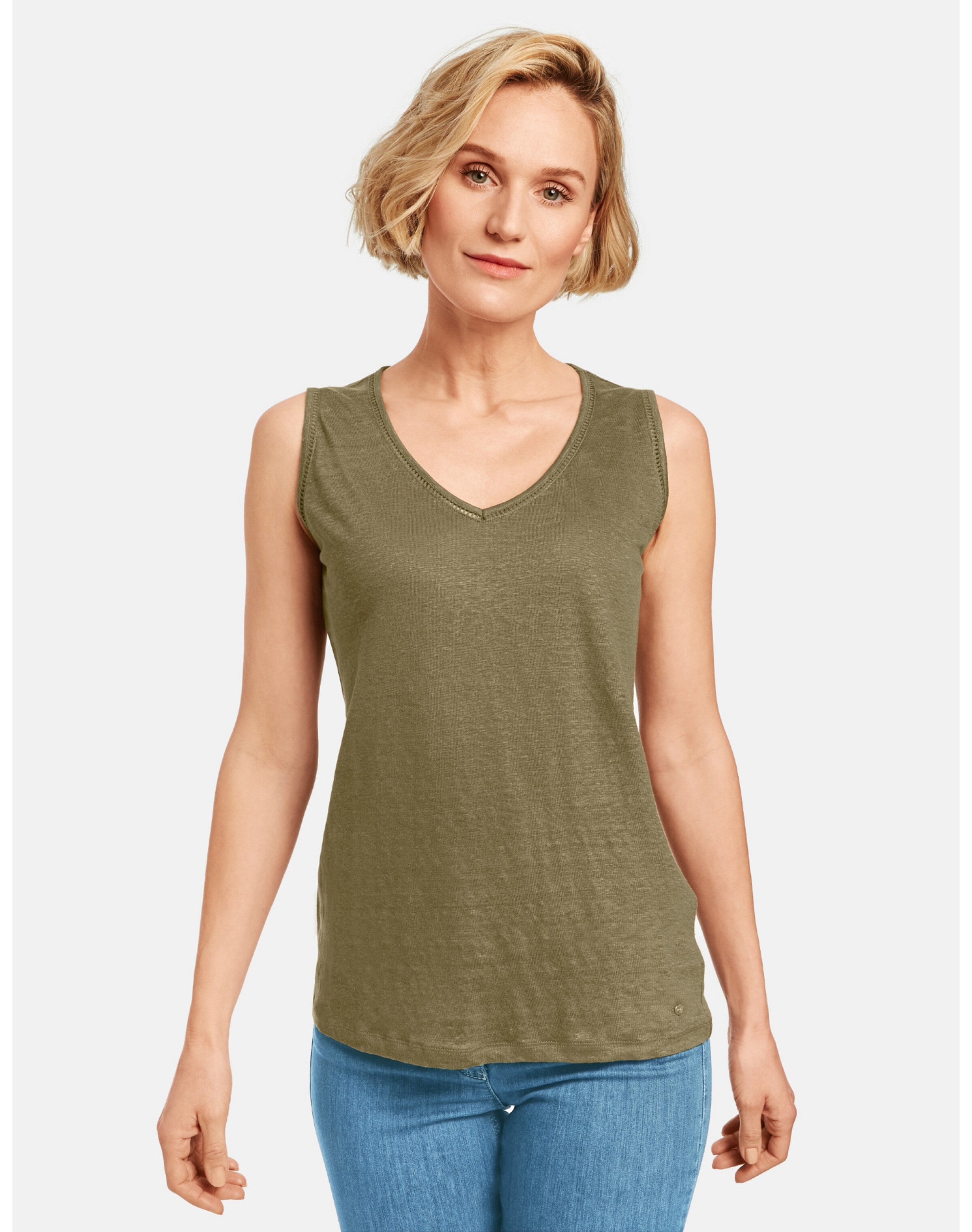 Gerry Weber Mouwloze Shirts Top Dames Olijfgroen
