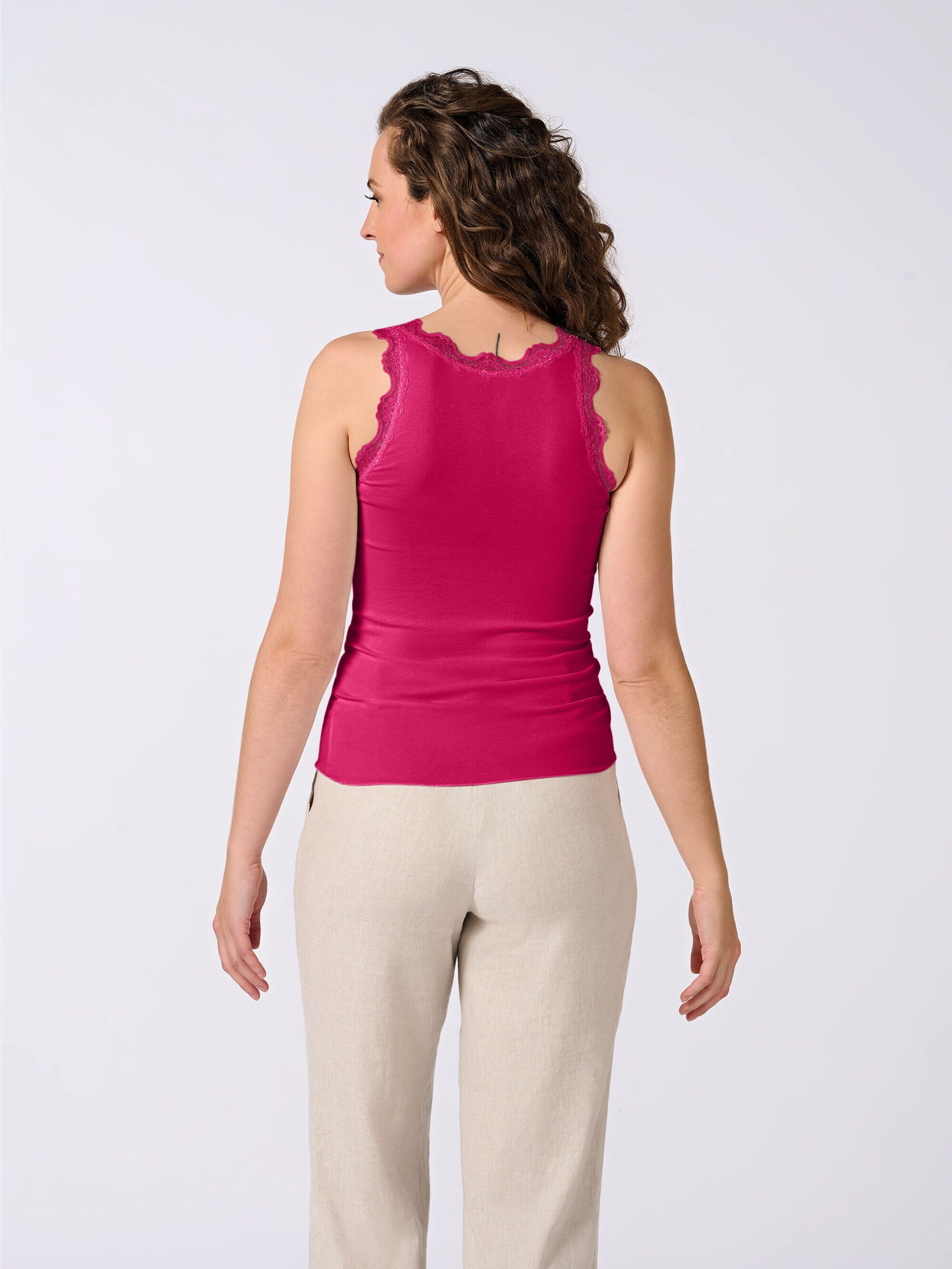  Kanten Tops Top Grete Dames Fuchsia