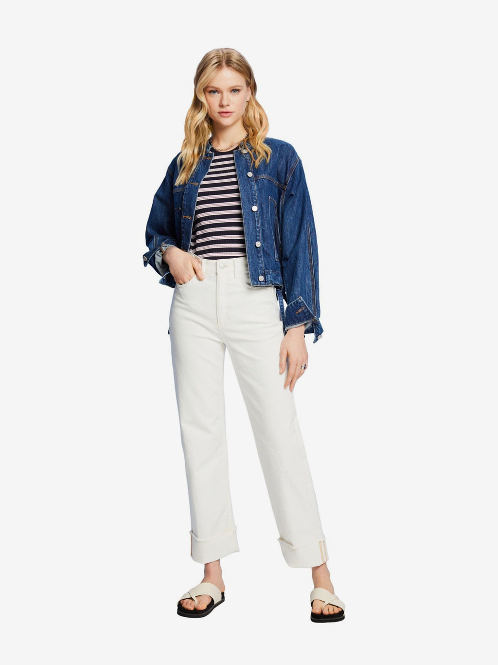 ESPRIT Mouwloze Shirts Top Dames Navy / Wit