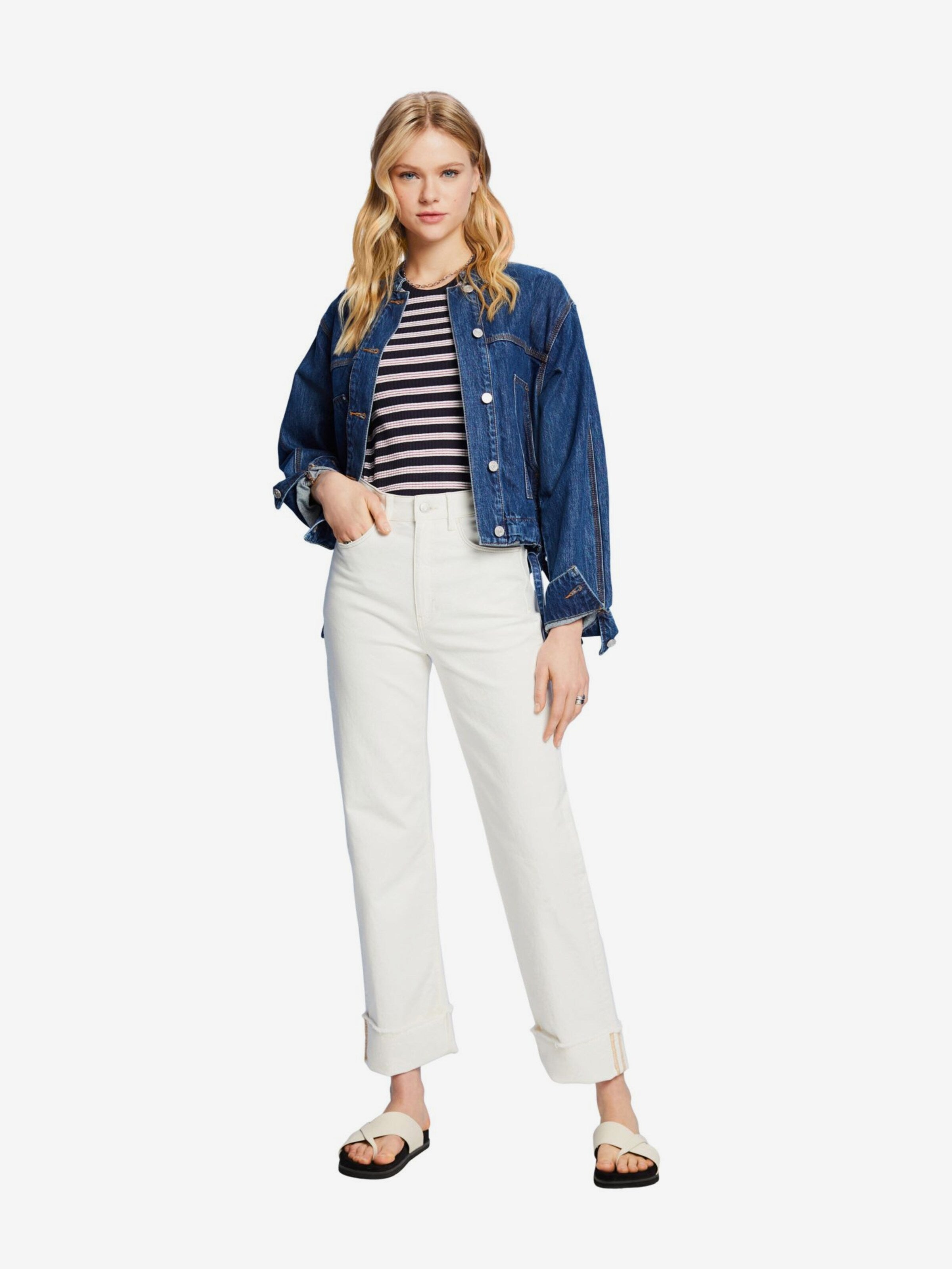 ESPRIT Mouwloze Shirts Top Dames Navy / Wit