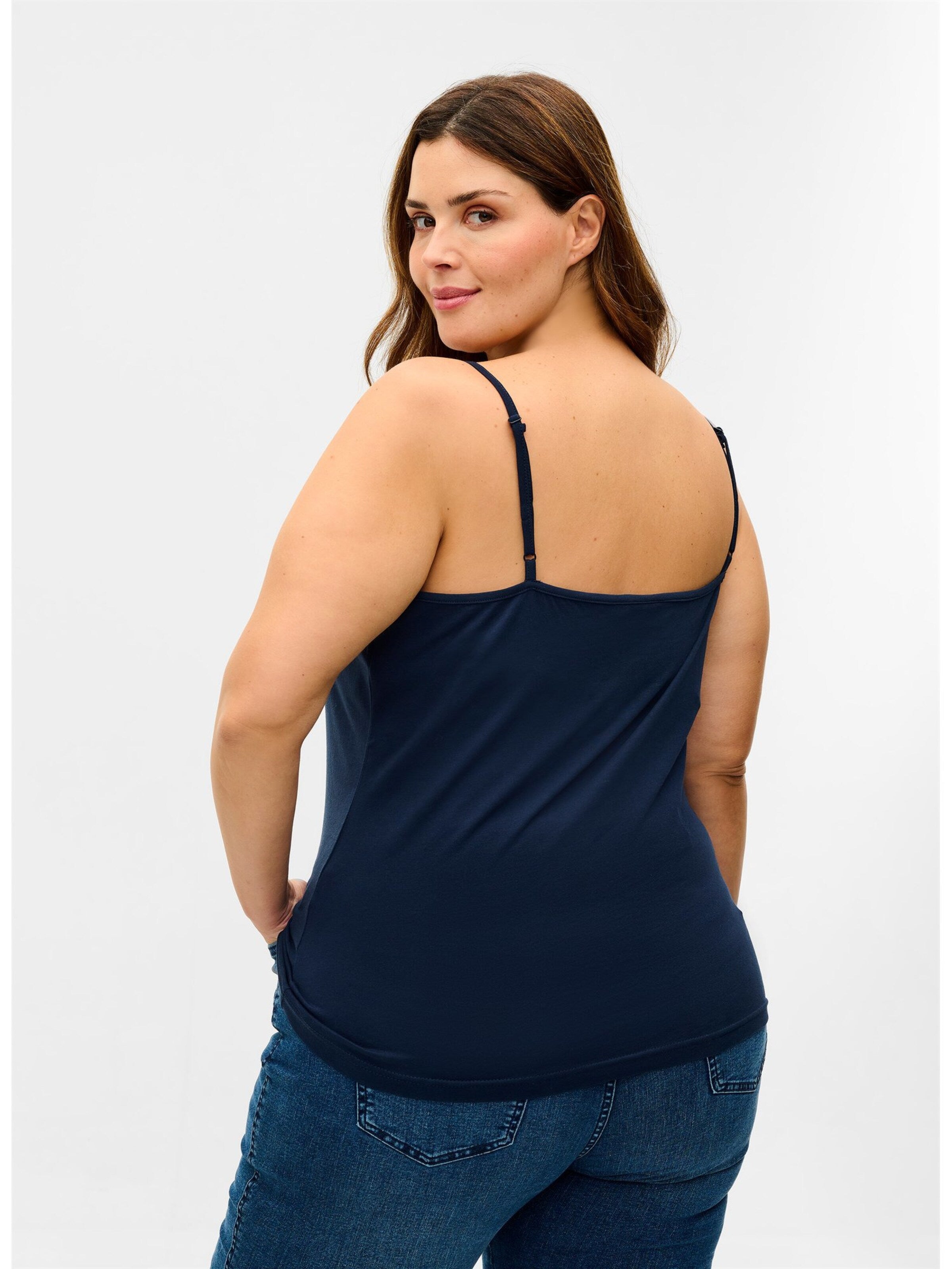 Zizzi Spaghetti Tops Top Dames Navy / Pastelgroen