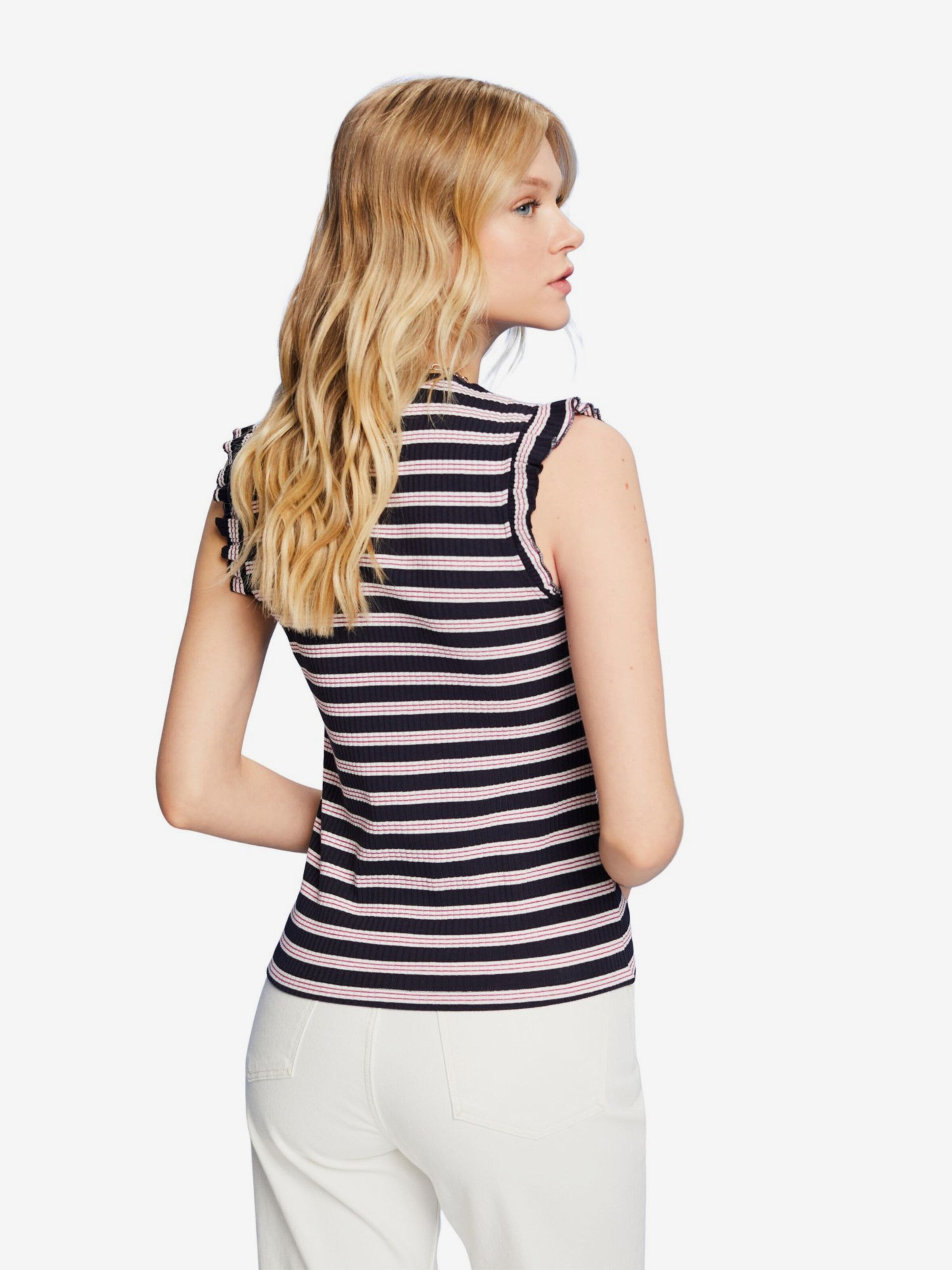 ESPRIT Mouwloze Shirts Top Dames Navy / Wit