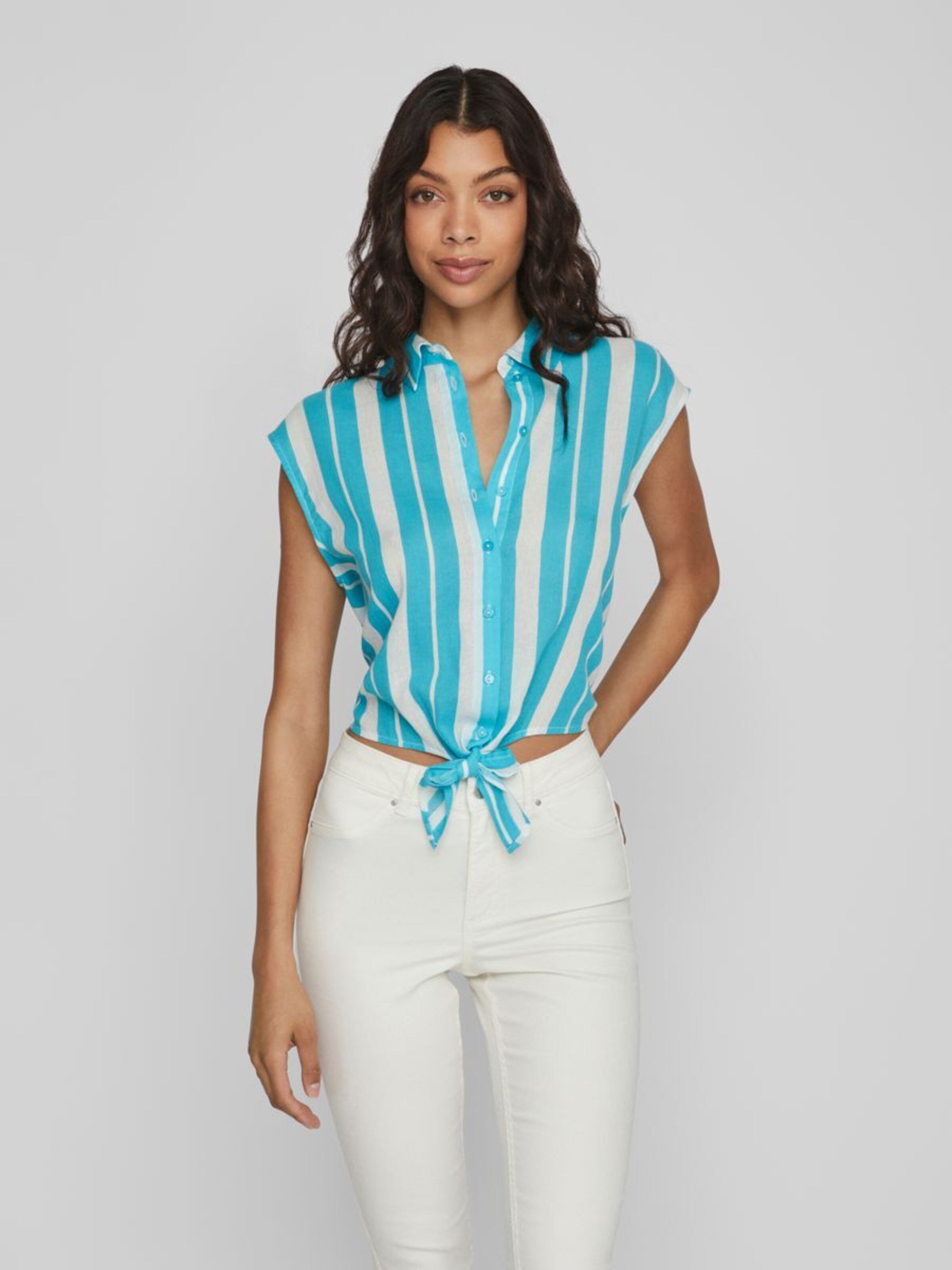 Vila Blouse Tops Blouse Dames Blauw / Wit