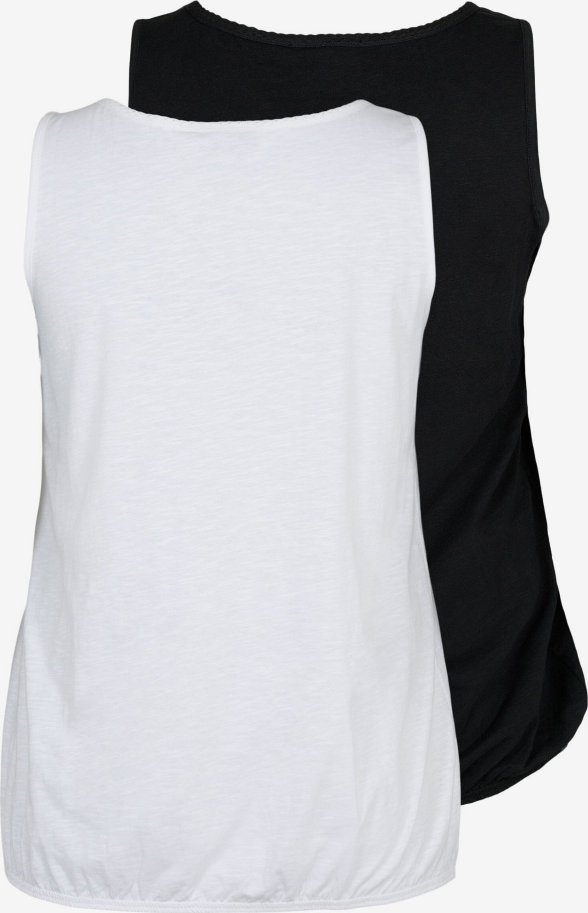 Zizzi Mouwloze Shirts Top Loa Dames Zwart / Wit