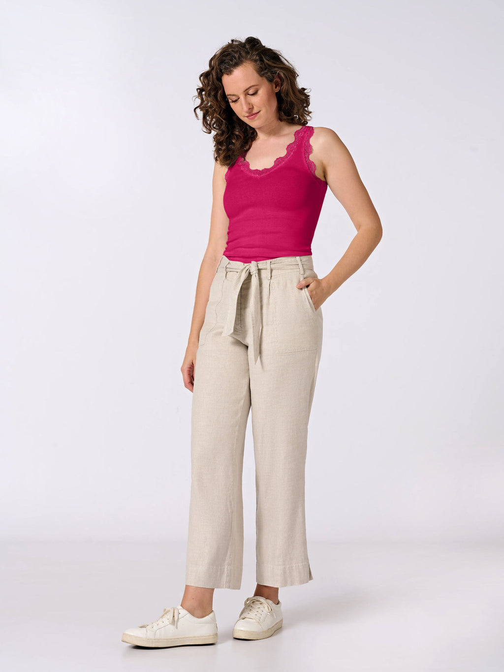  Kanten Tops Top Grete Dames Fuchsia