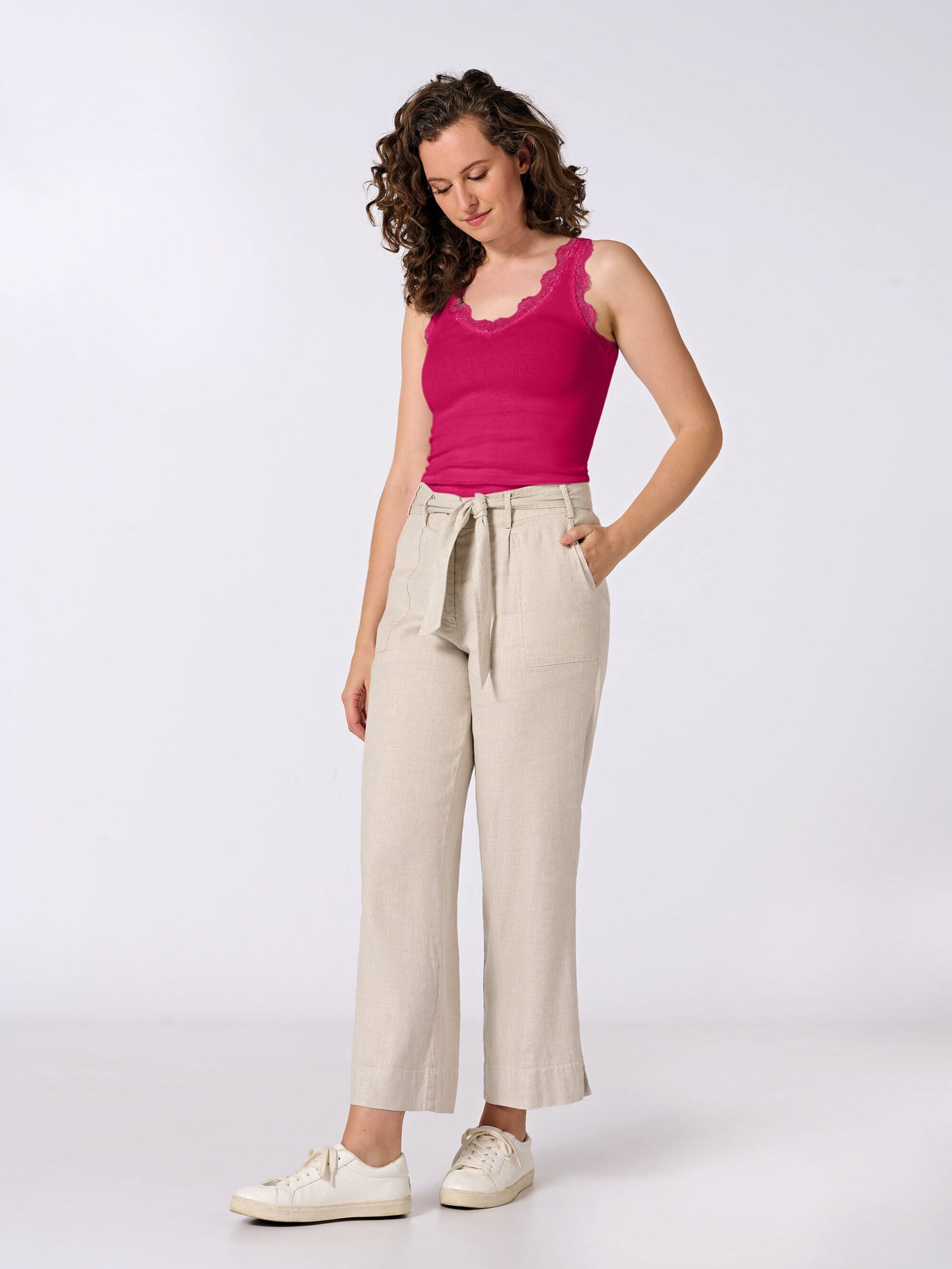  Kanten Tops Top Grete Dames Fuchsia
