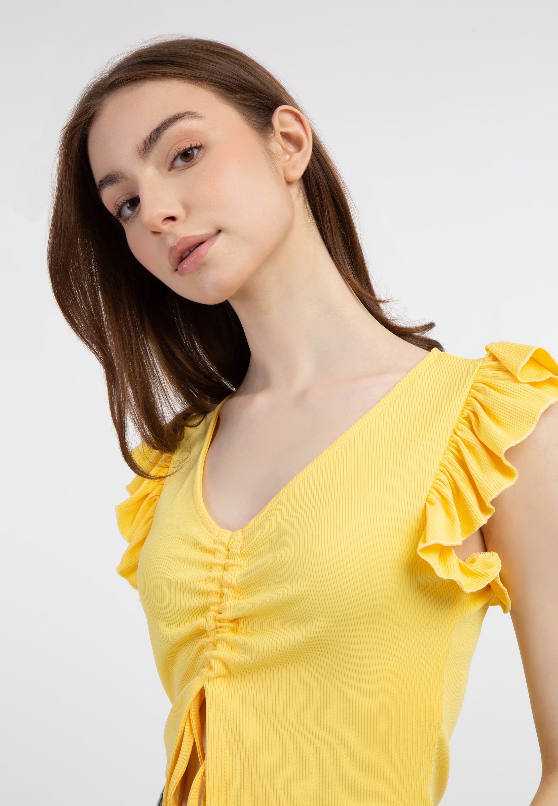 MyMO Crop Tops Top Dames Lichtgeel