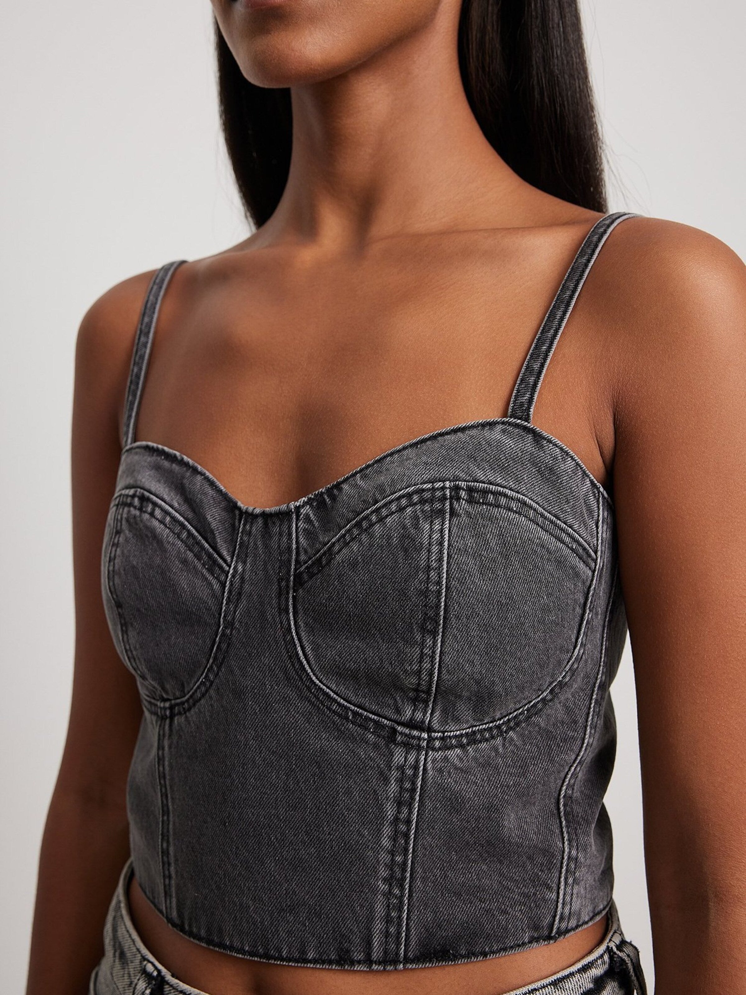NA-KD Crop Tops Top Dames Grijs