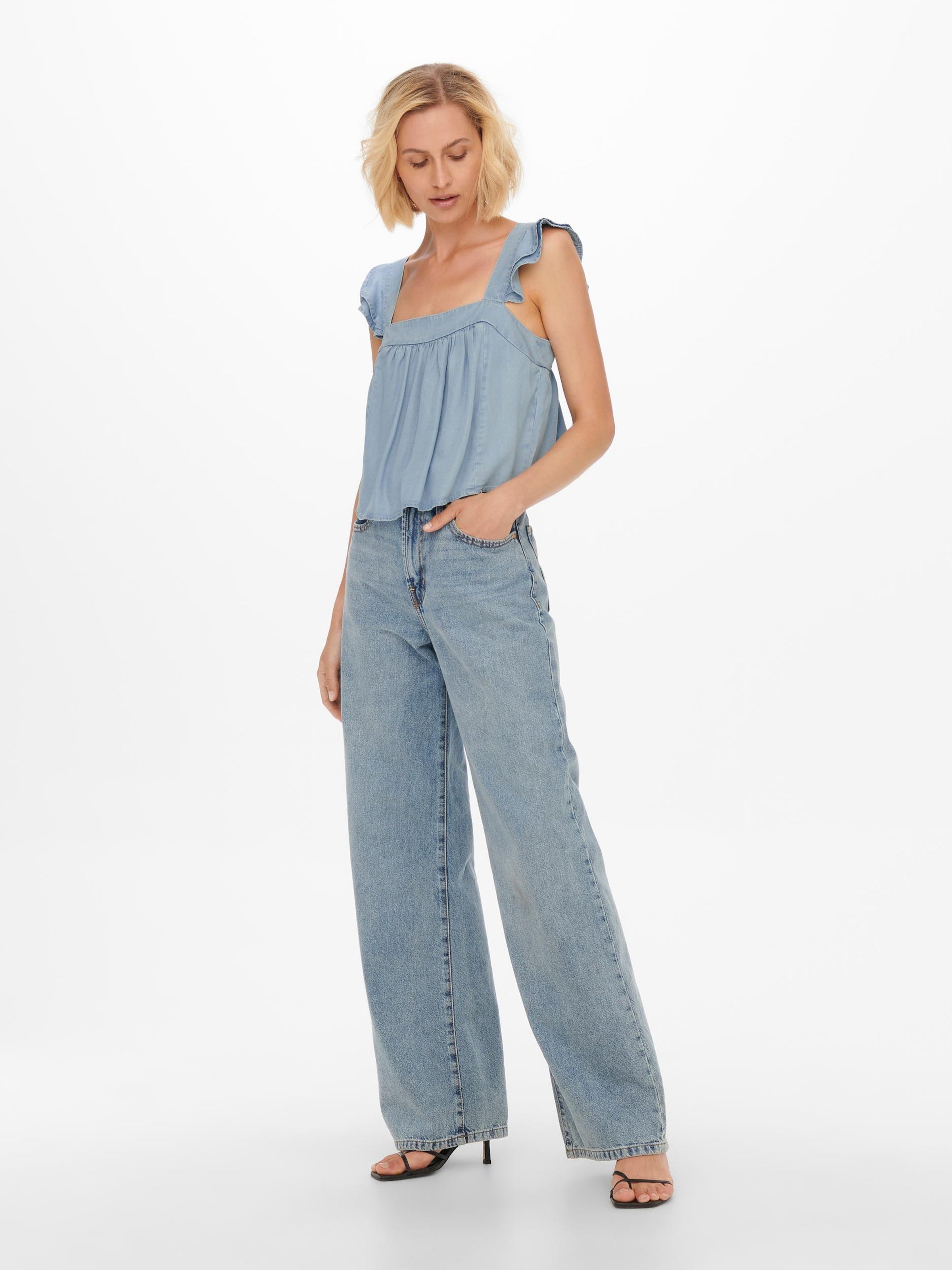 ONLY Blouse Tops Blouse Boho Dames Lichtblauw
