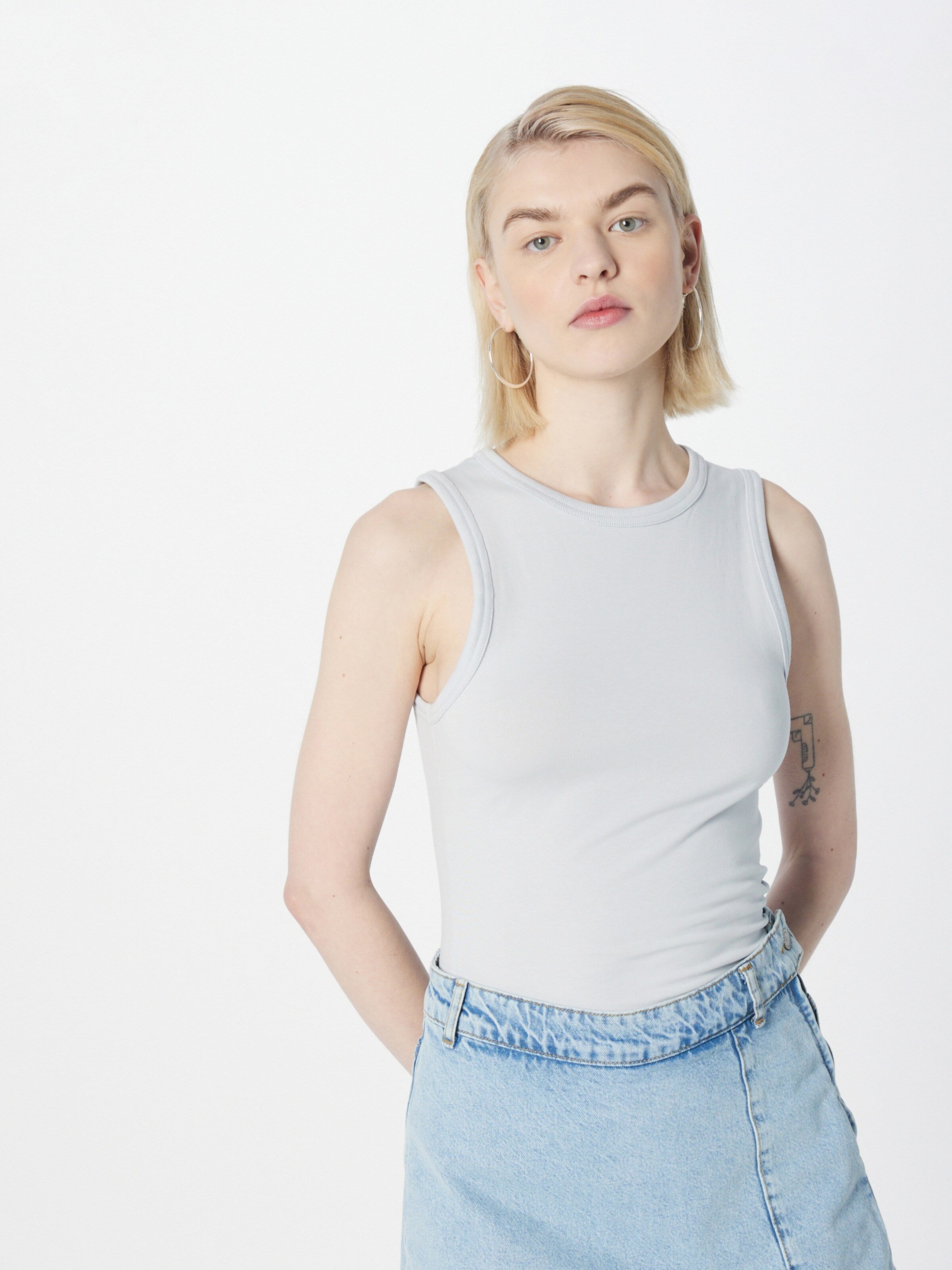 WEEKDAY Tanktops Top Dames Smoky Blue / Zwart