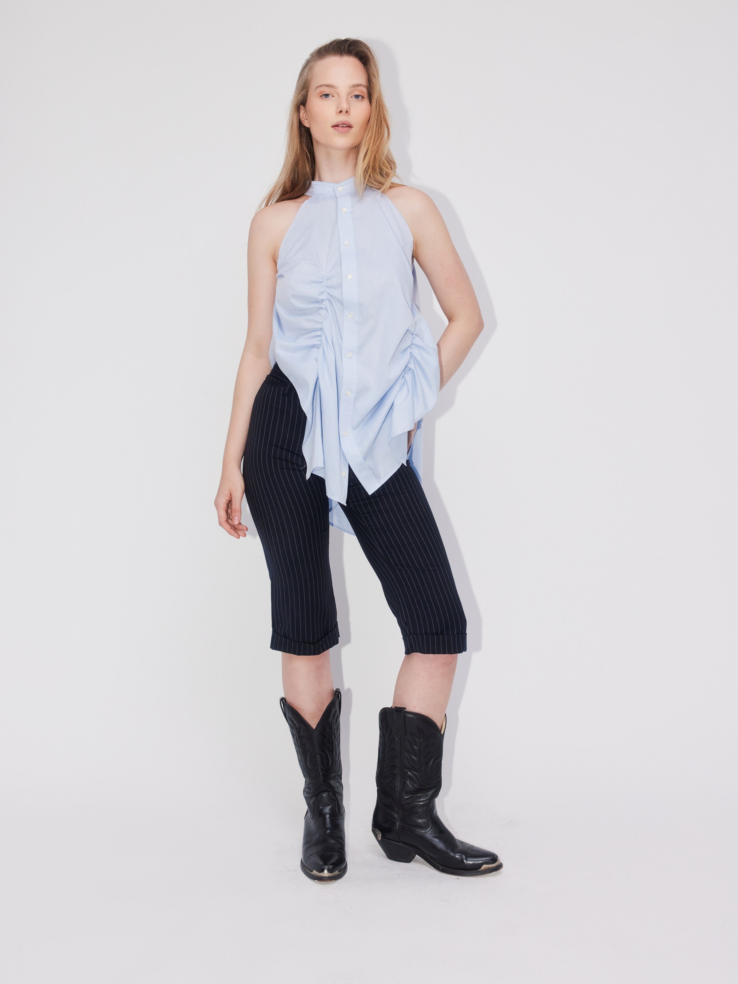  Blouse Tops Blouse Shirred Dames Blauw
