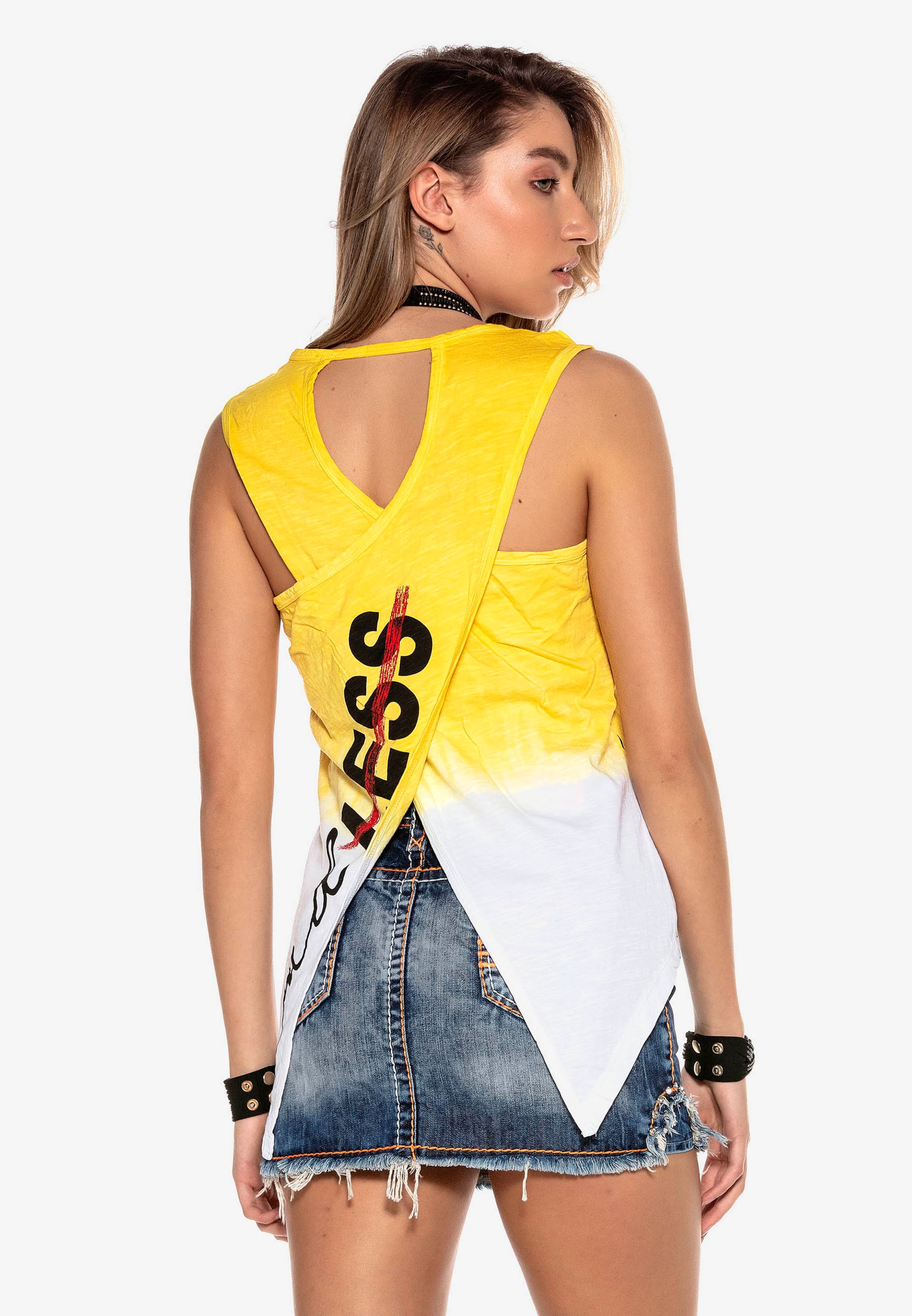 Cipo & Baxx Mouwloze Shirts Top Rebel Dames Geel
