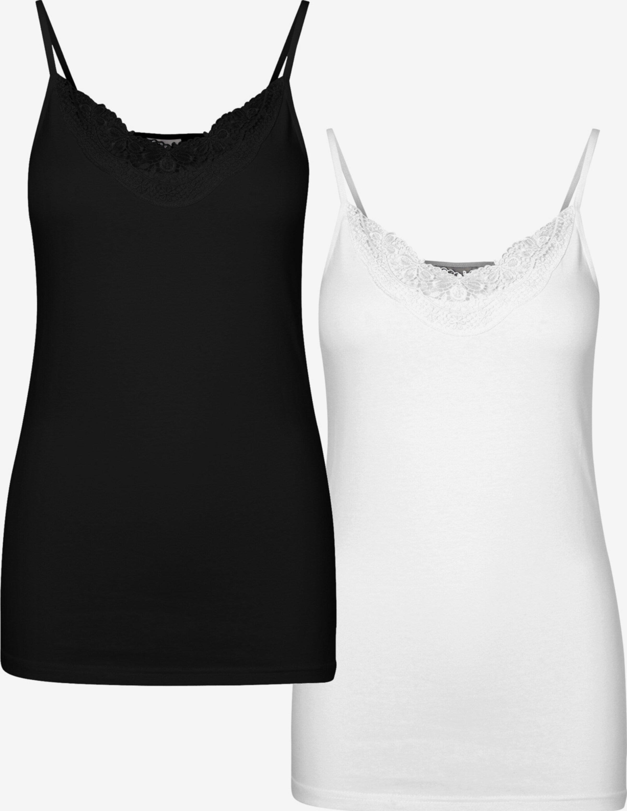Vero Moda Kanten Tops Top Inge Dames Zwart / Wit