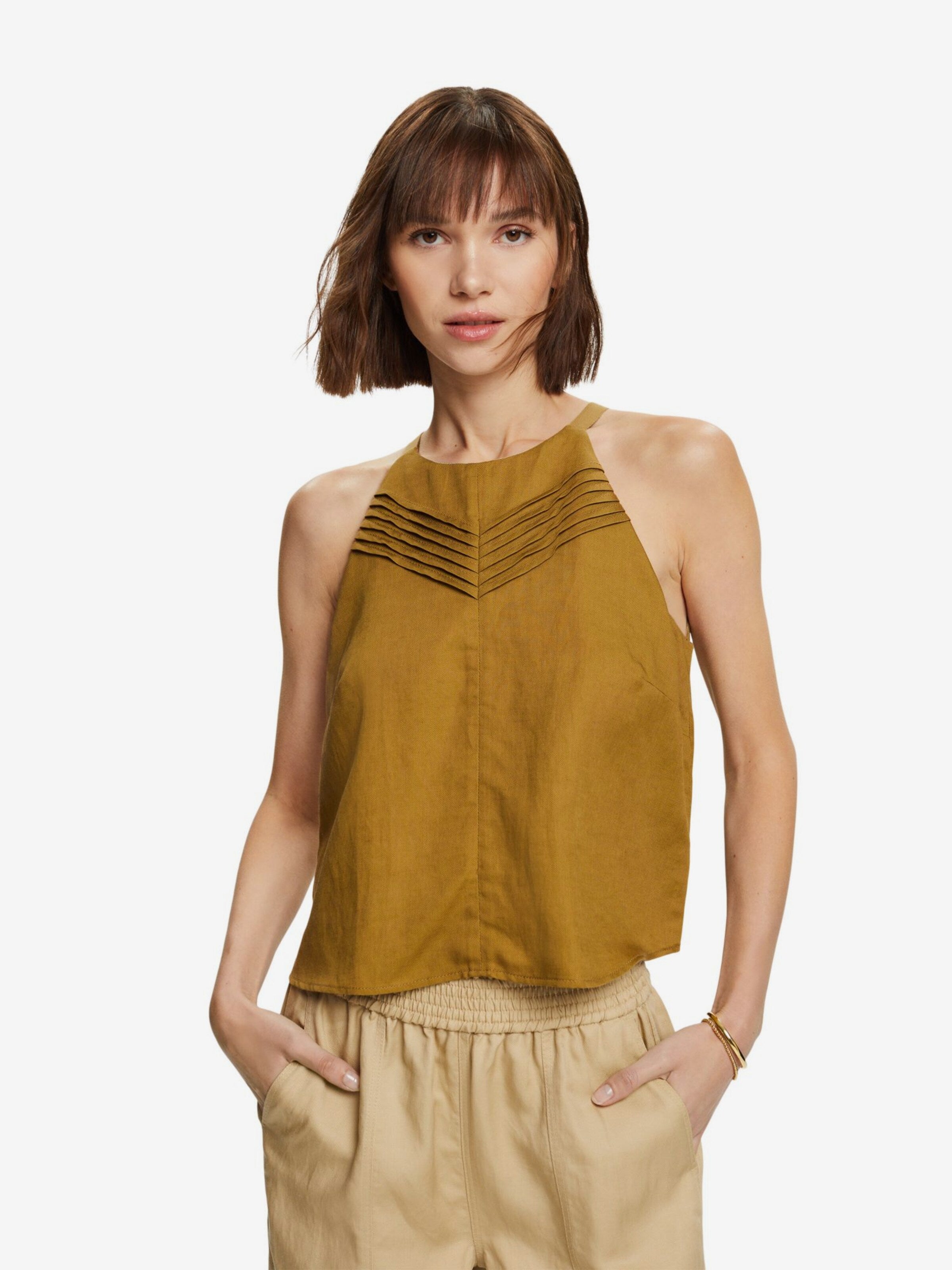 ESPRIT Blouse Tops Blouse Dames Bruin