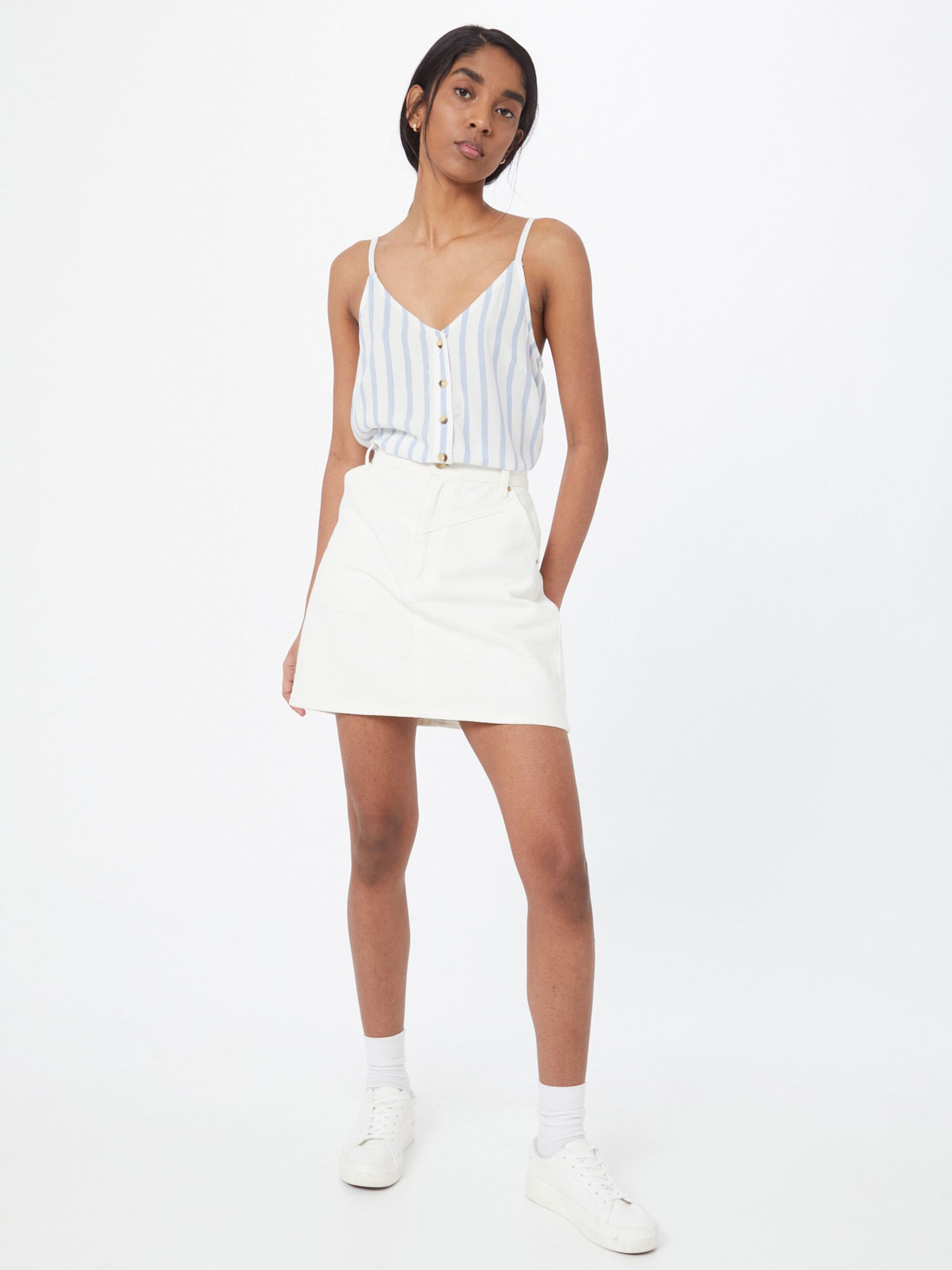 About You Spaghetti Tops Top Sena Dames Lichtblauw / Wit