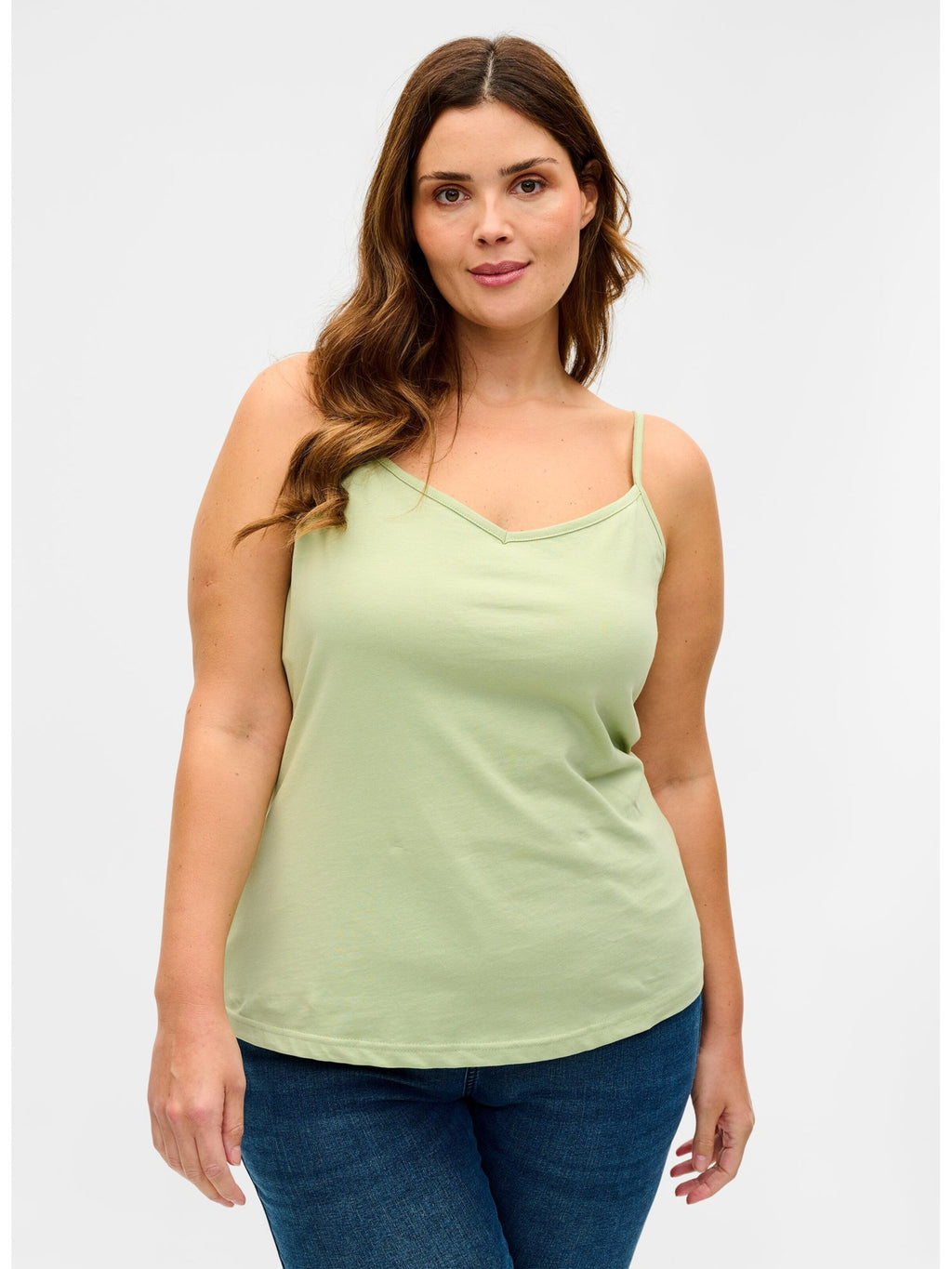 Zizzi Spaghetti Tops Top Dames Navy / Pastelgroen