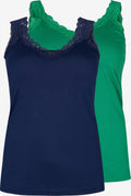 Zizzi Kanten Tops Top Dames Marine / Grasgroen