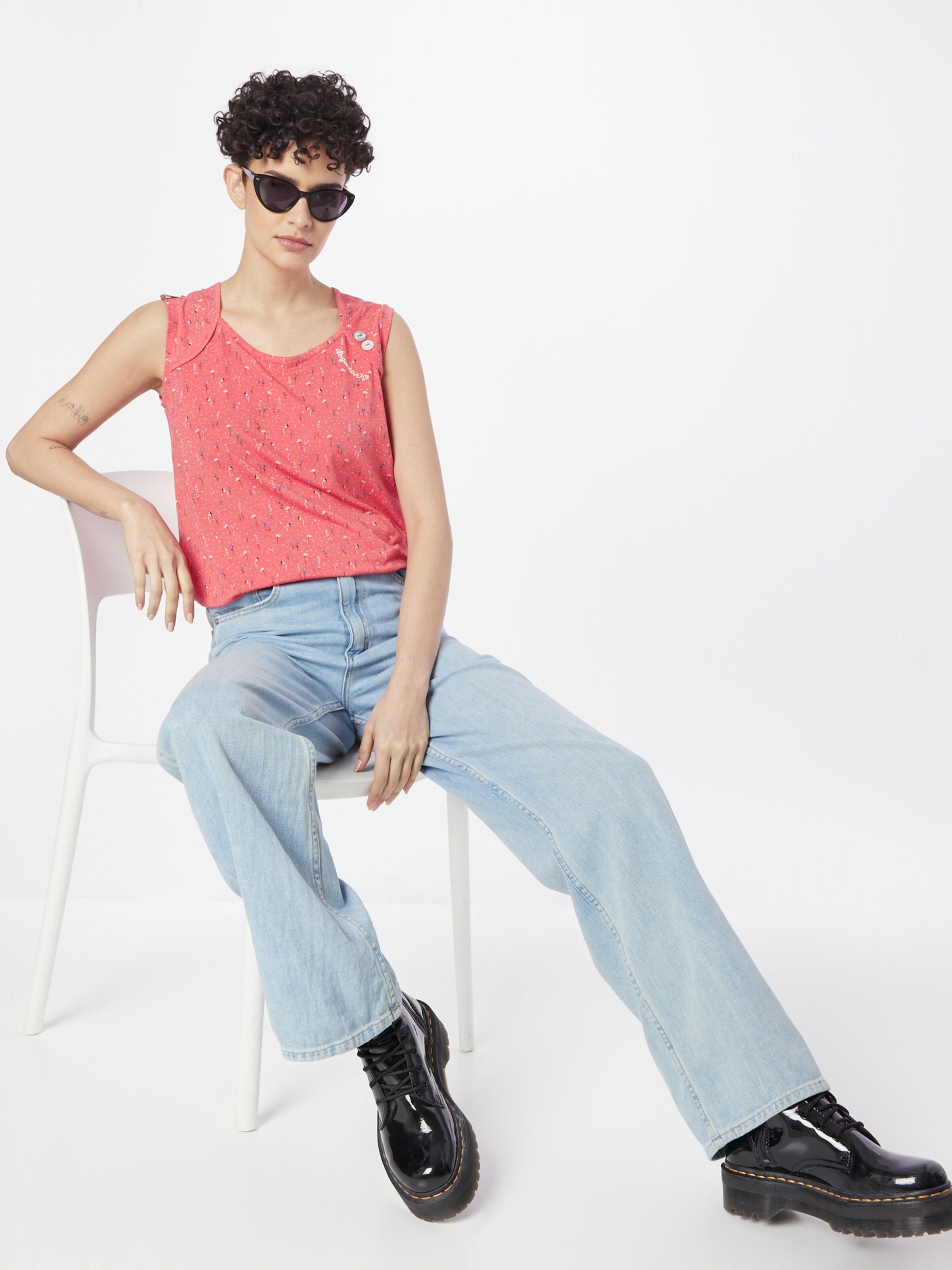 Ragwear Mouwloze Shirts Top MIKKE Dames Pastelrood