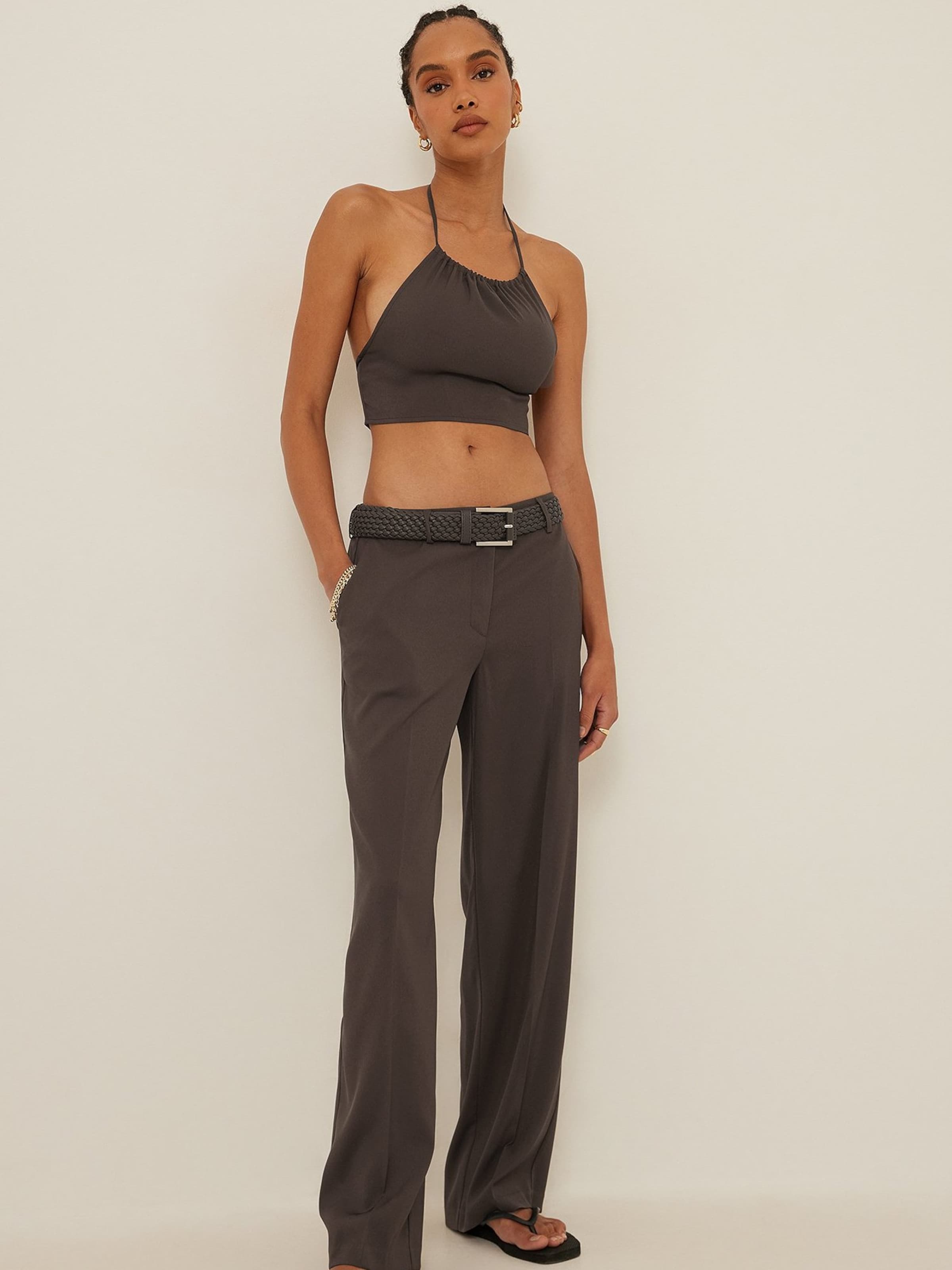 NA-KD Crop Tops Top Dames Chocoladebruin