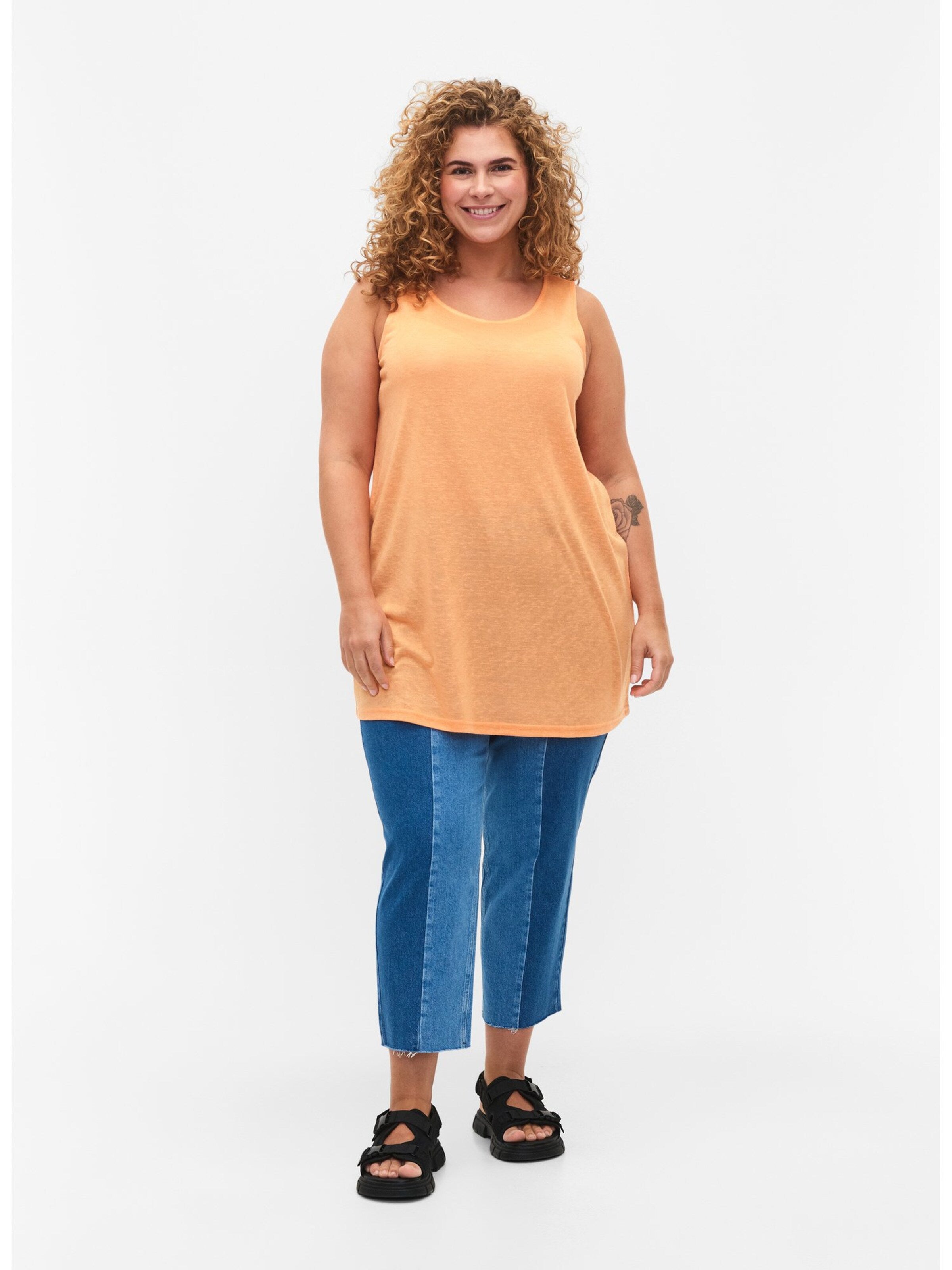 Zizzi Mouwloze Shirts Top MAMIA Dames Oranje