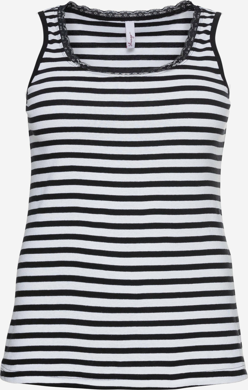 Sheego Kanten Tops Top Dames Zwart / Wit