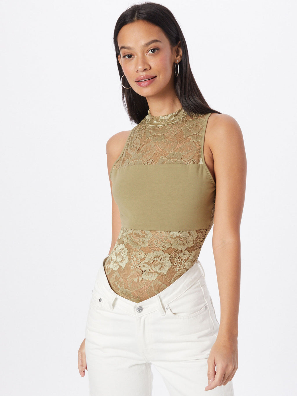 URBAN CLASSICS Mouwloze Shirts Shirt Body Dames Kaki