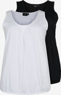 Zizzi Mouwloze Shirts Top Loa Dames Zwart / Wit