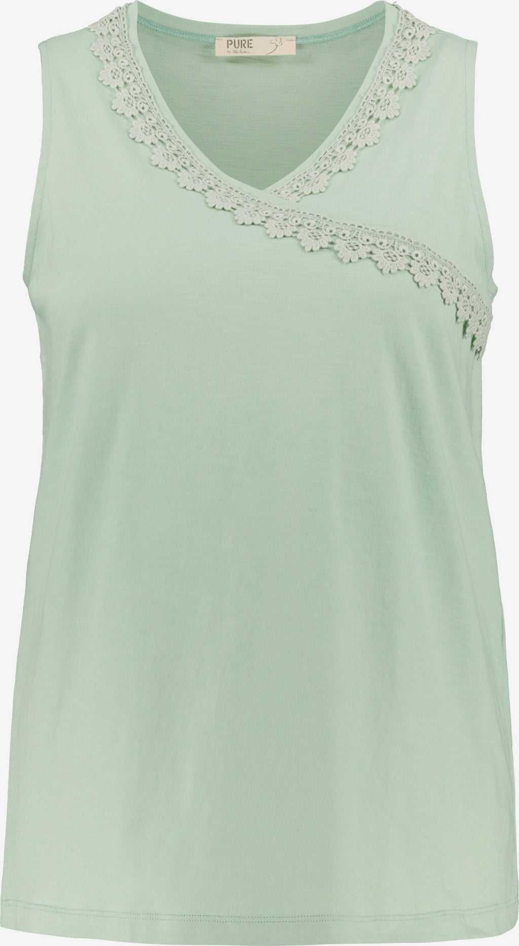 Ulla Popken Kanten Tops Top 795419 Dames Pastelgroen