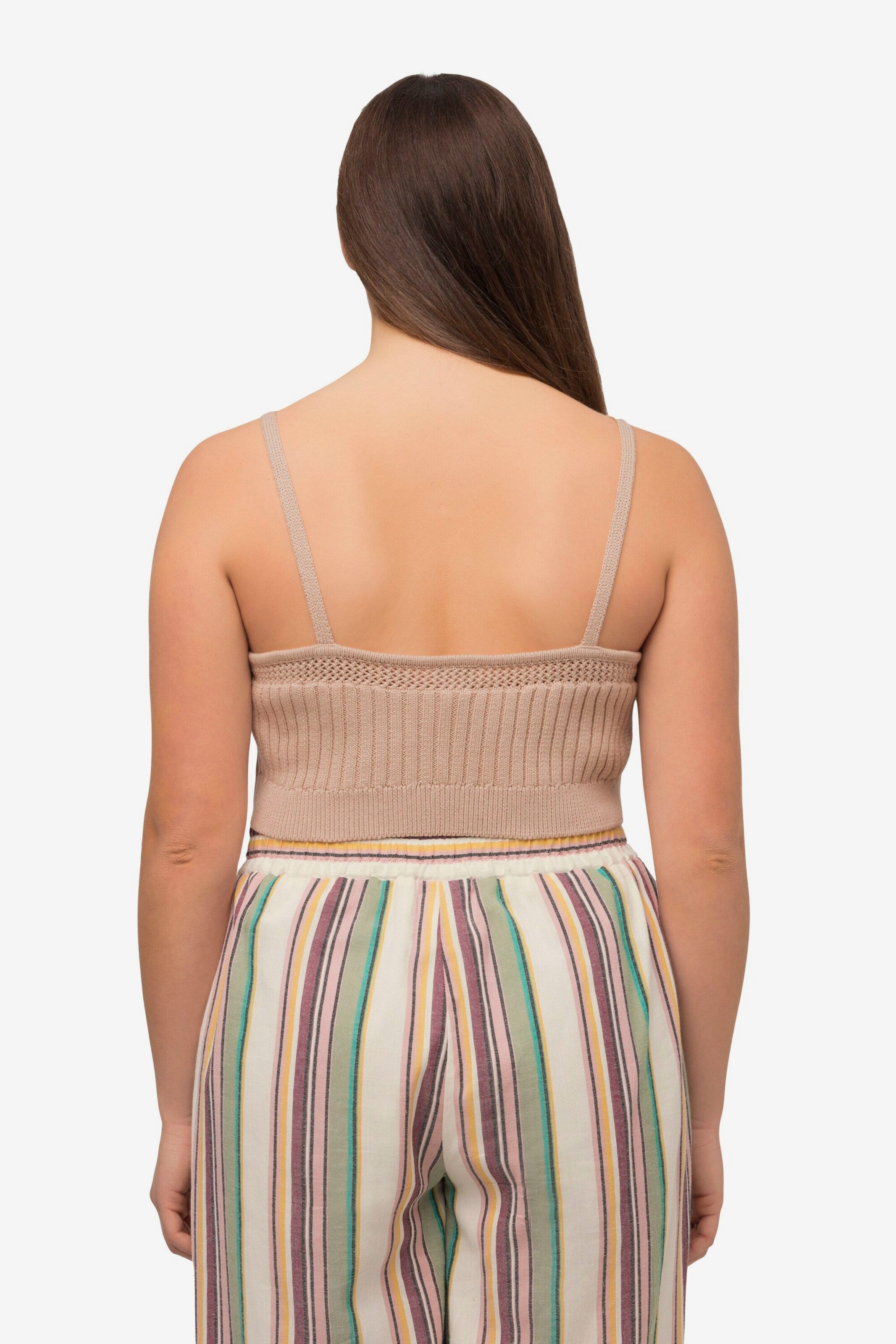 Ulla Popken Spaghetti Tops Top Dames Donkerbeige
