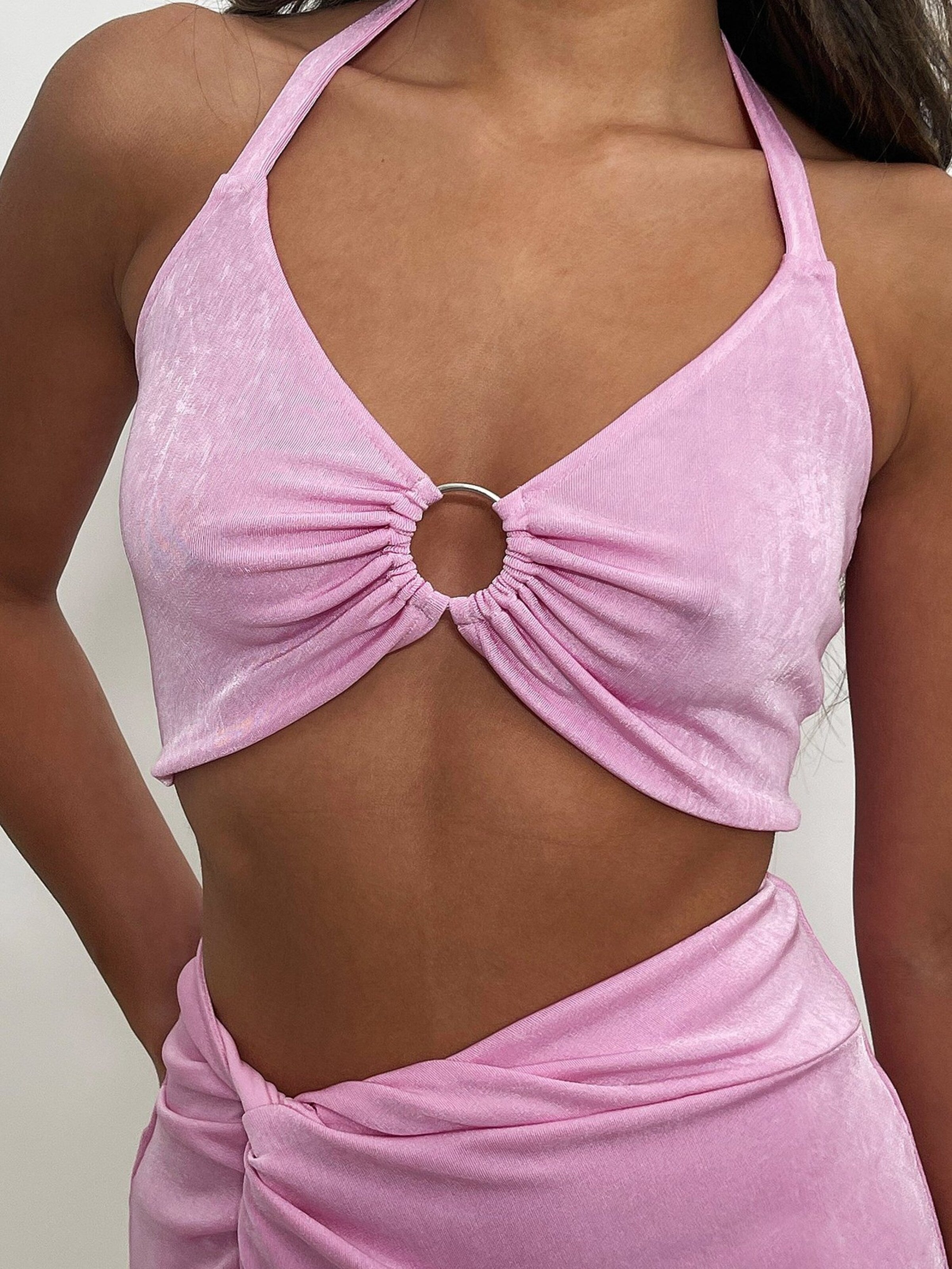 NA-KD Crop Tops Top Dames Lichtroze