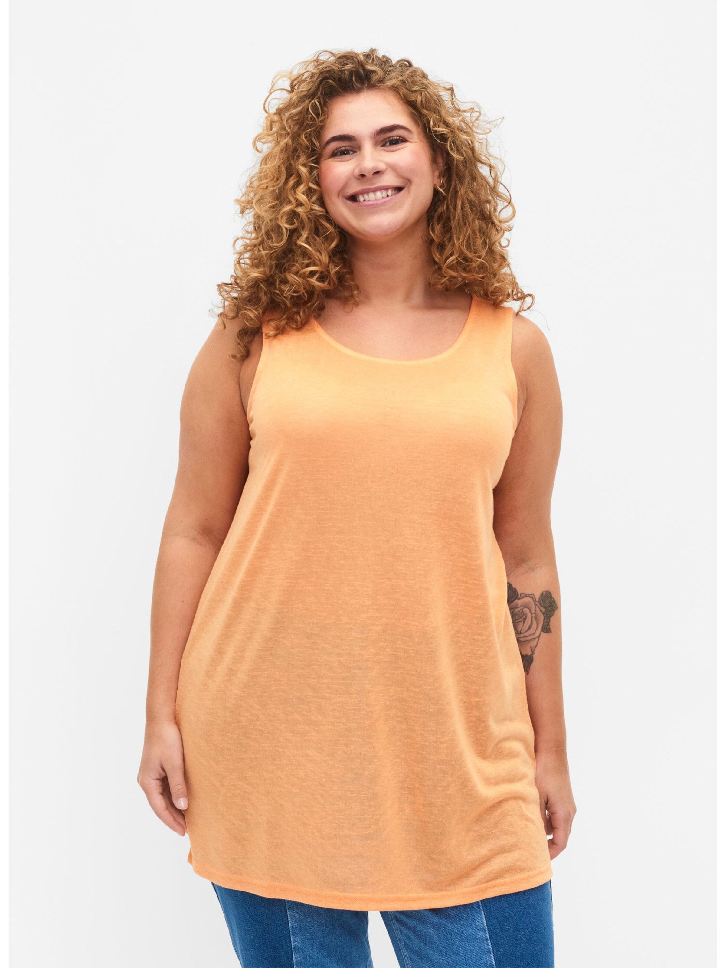 Zizzi Mouwloze Shirts Top MAMIA Dames Oranje