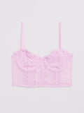 NA-KD Kanten Tops Top Dames Roze