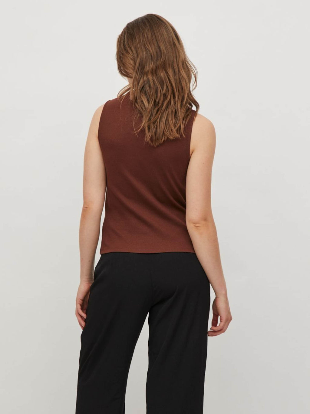 Vila Mouwloze Shirts Top Dames Bruin / Zwart
