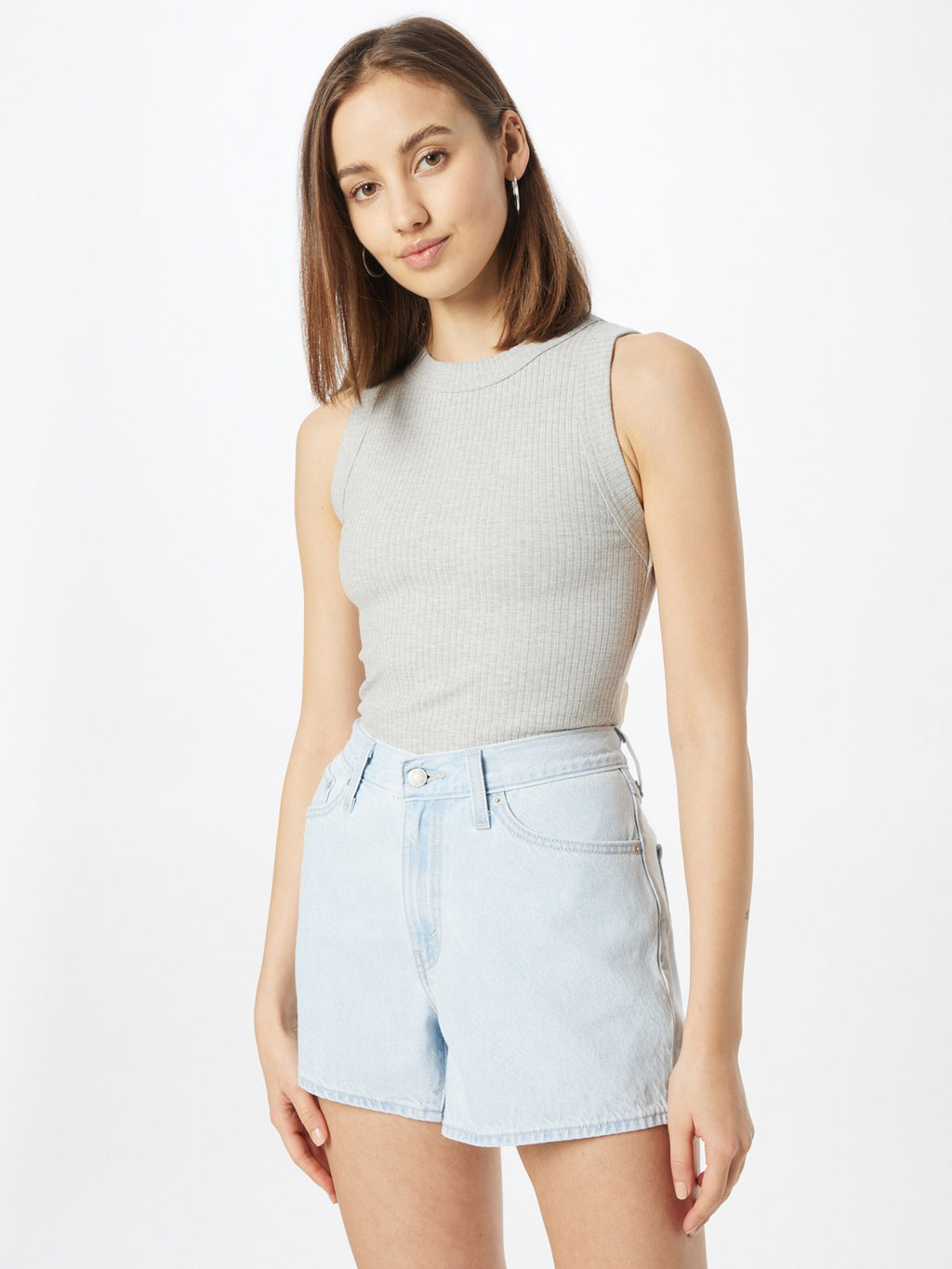 Dr. Denim Mouwloze Shirts Top Suzu Dames Lichtgrijs
