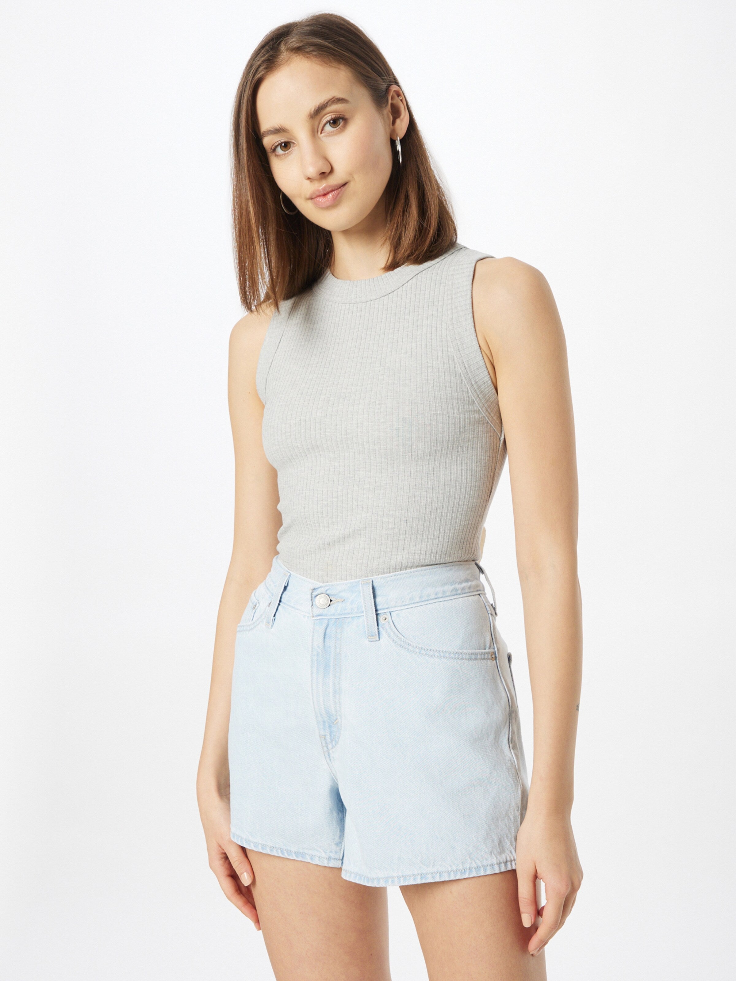 Dr. Denim Mouwloze Shirts Top Suzu Dames Lichtgrijs