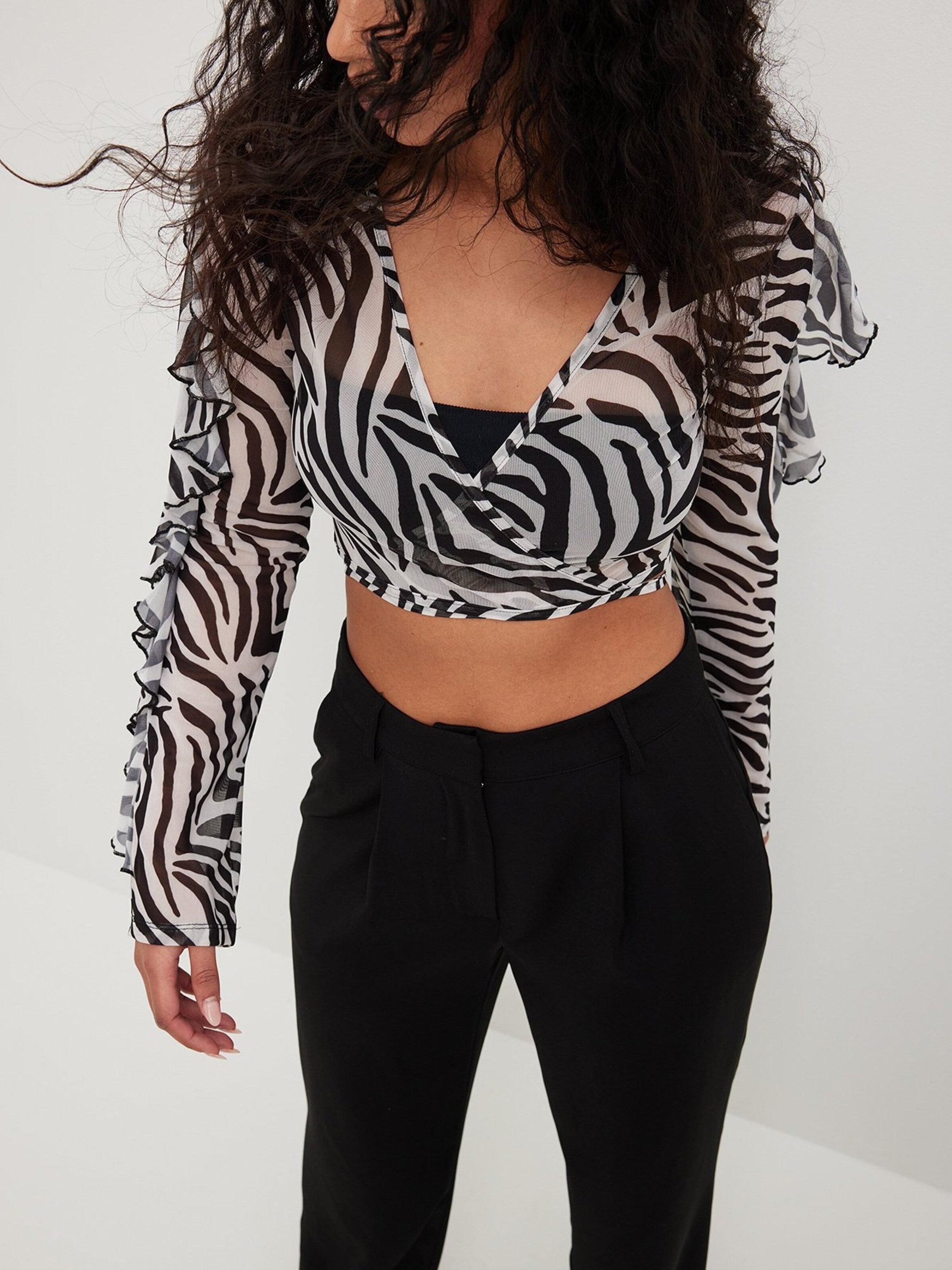 NA-KD Uitgaanstops Top Dames Zwart / Wit