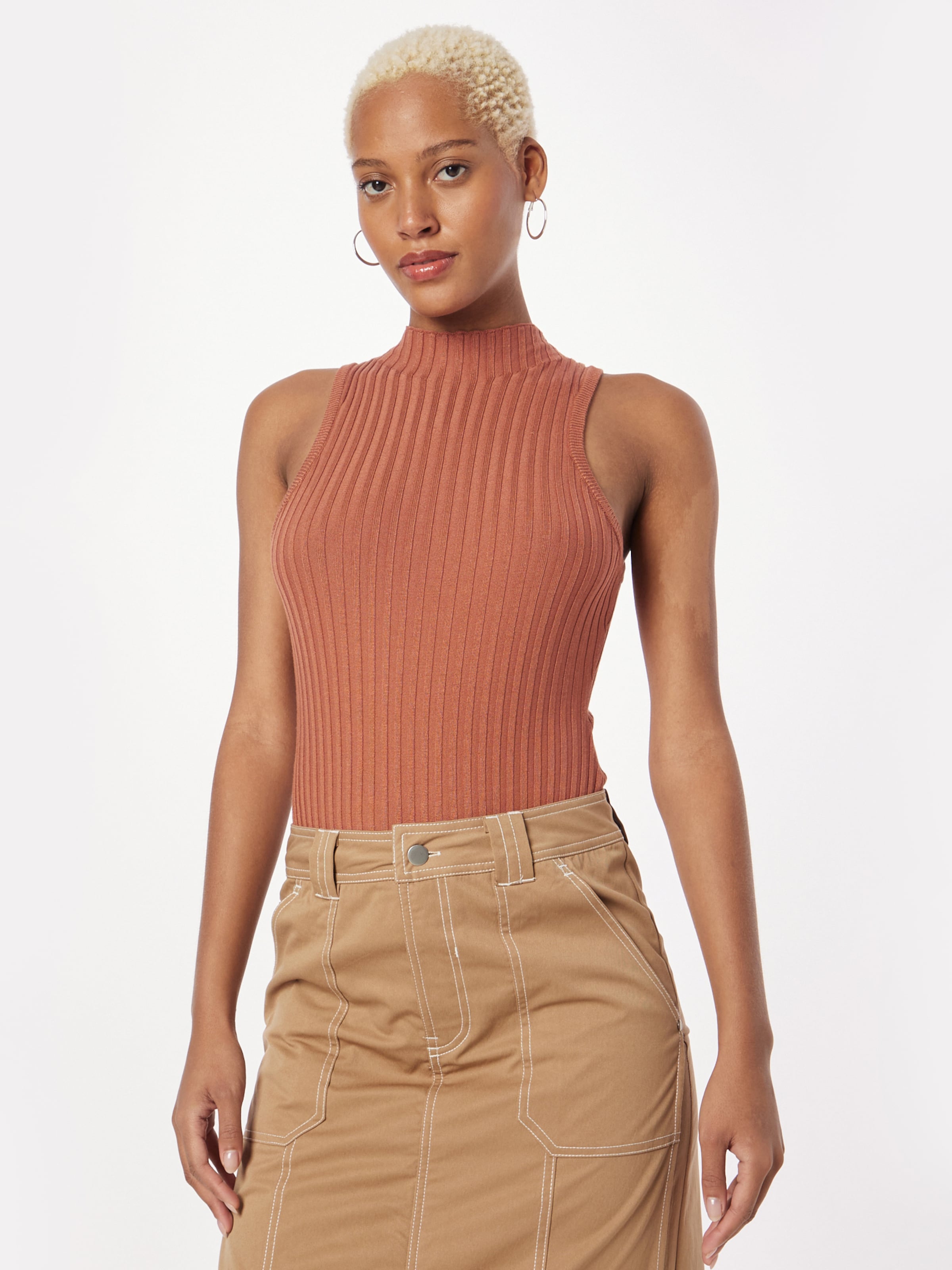 URBAN CLASSICS Mouwloze Shirts Shirt Body Dames Roestbruin