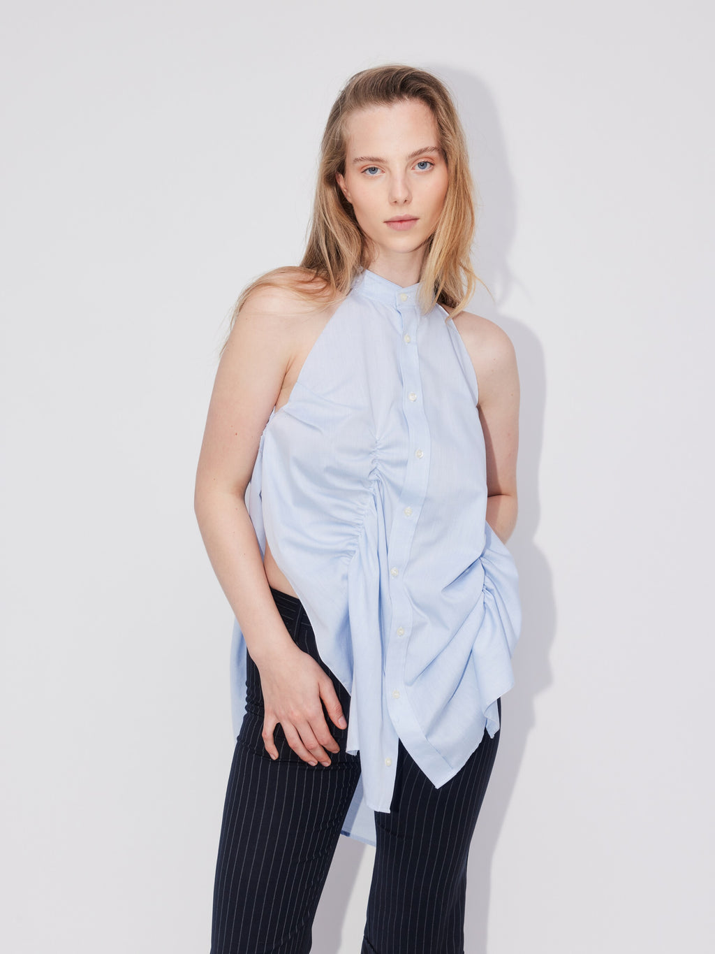  Blouse Tops Blouse Shirred Dames Blauw