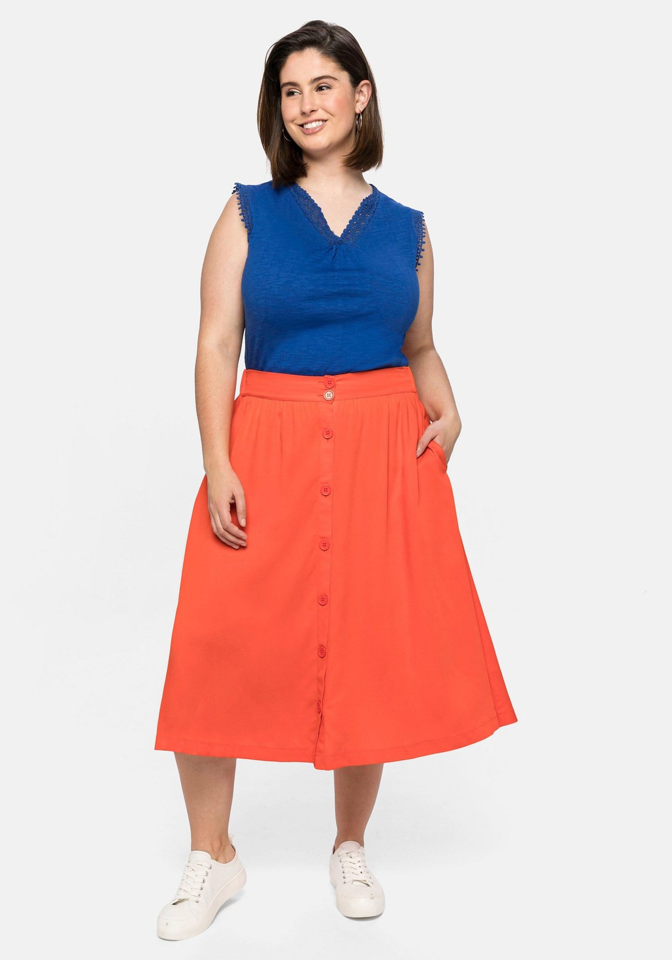 Sheego Kanten Tops Top Dames Royal Blue/koningsblauw