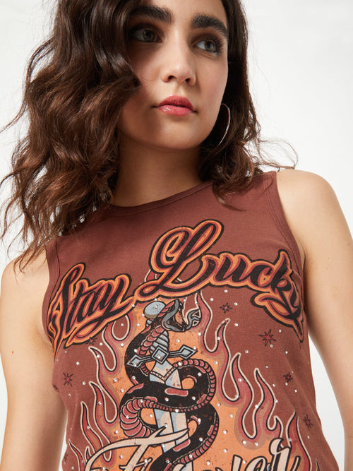 BDG Urban Outfitters Crop Tops Top STAY LUCKY Dames Bruin