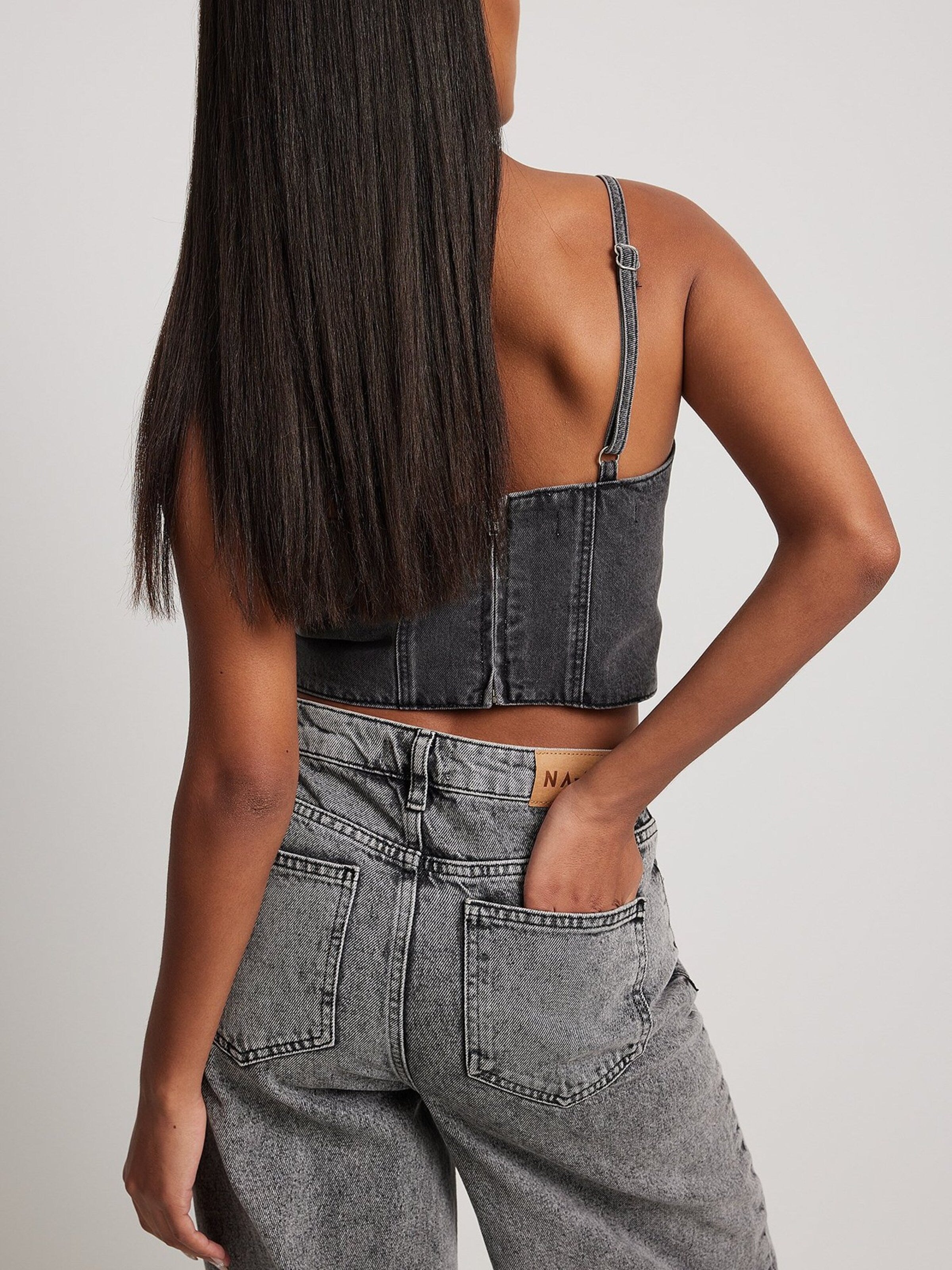 NA-KD Crop Tops Top Dames Grijs