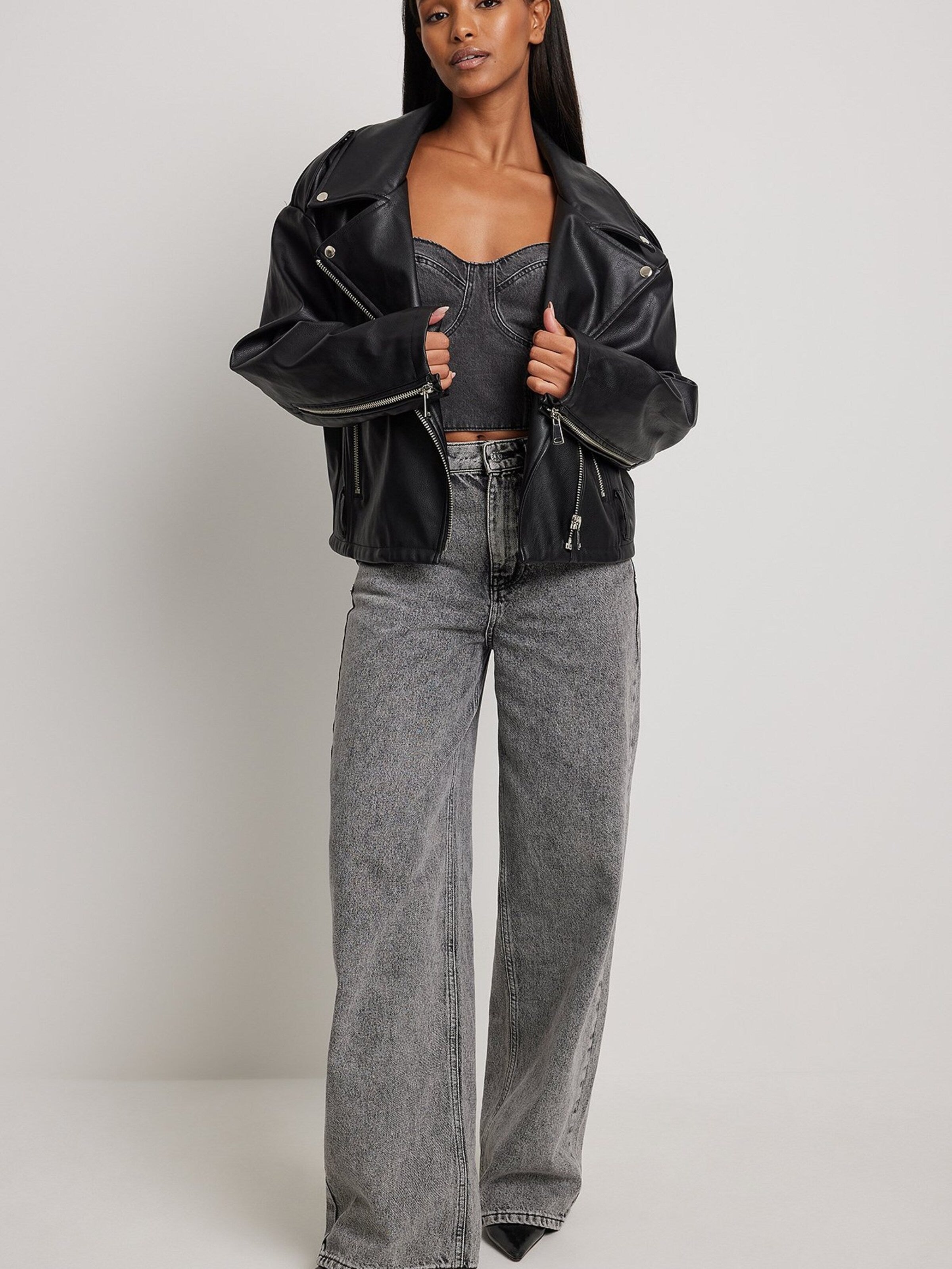 NA-KD Crop Tops Top Dames Grijs