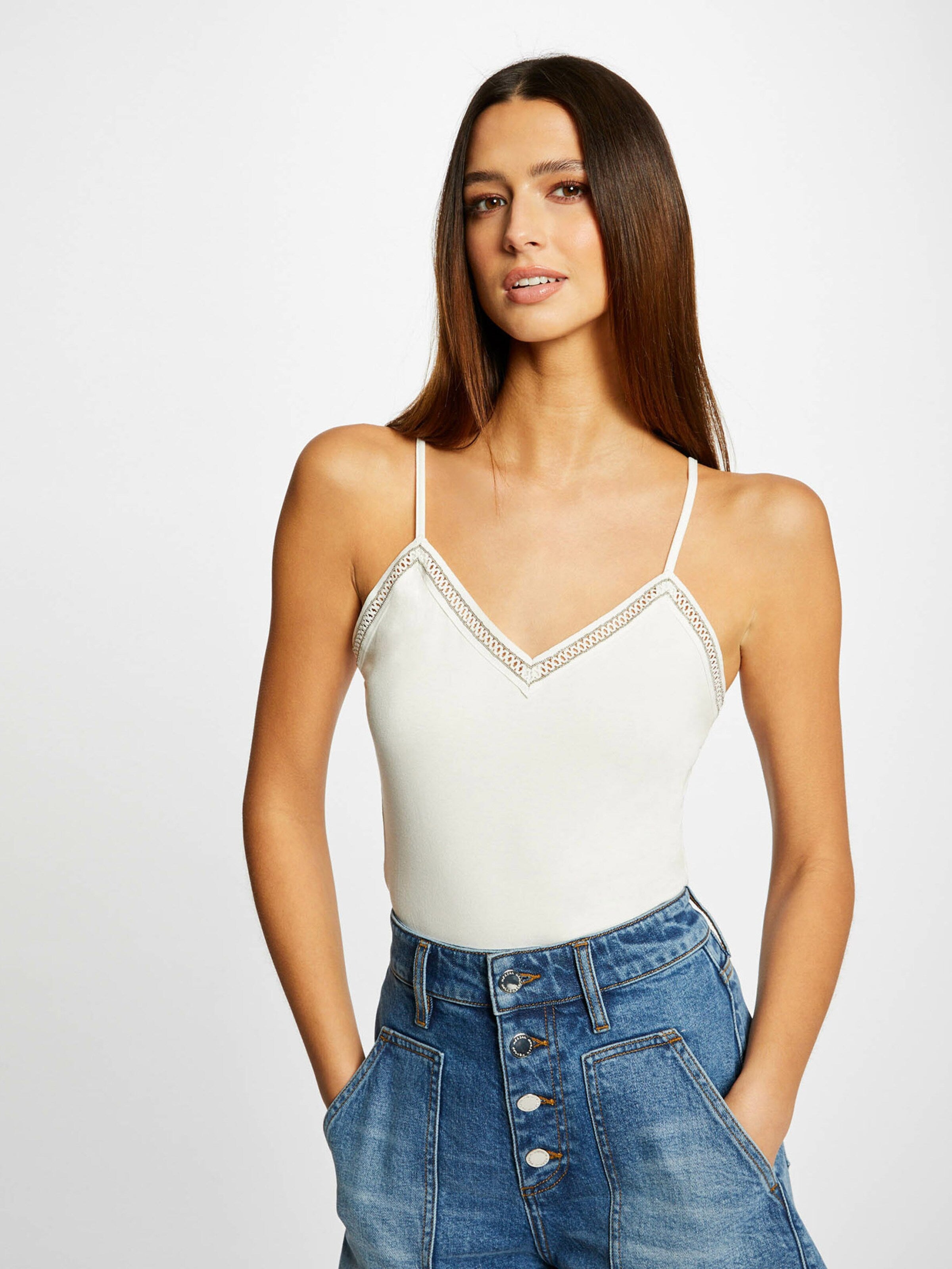 MORGAN Spaghetti Tops Top BIKS Dames Offwhite