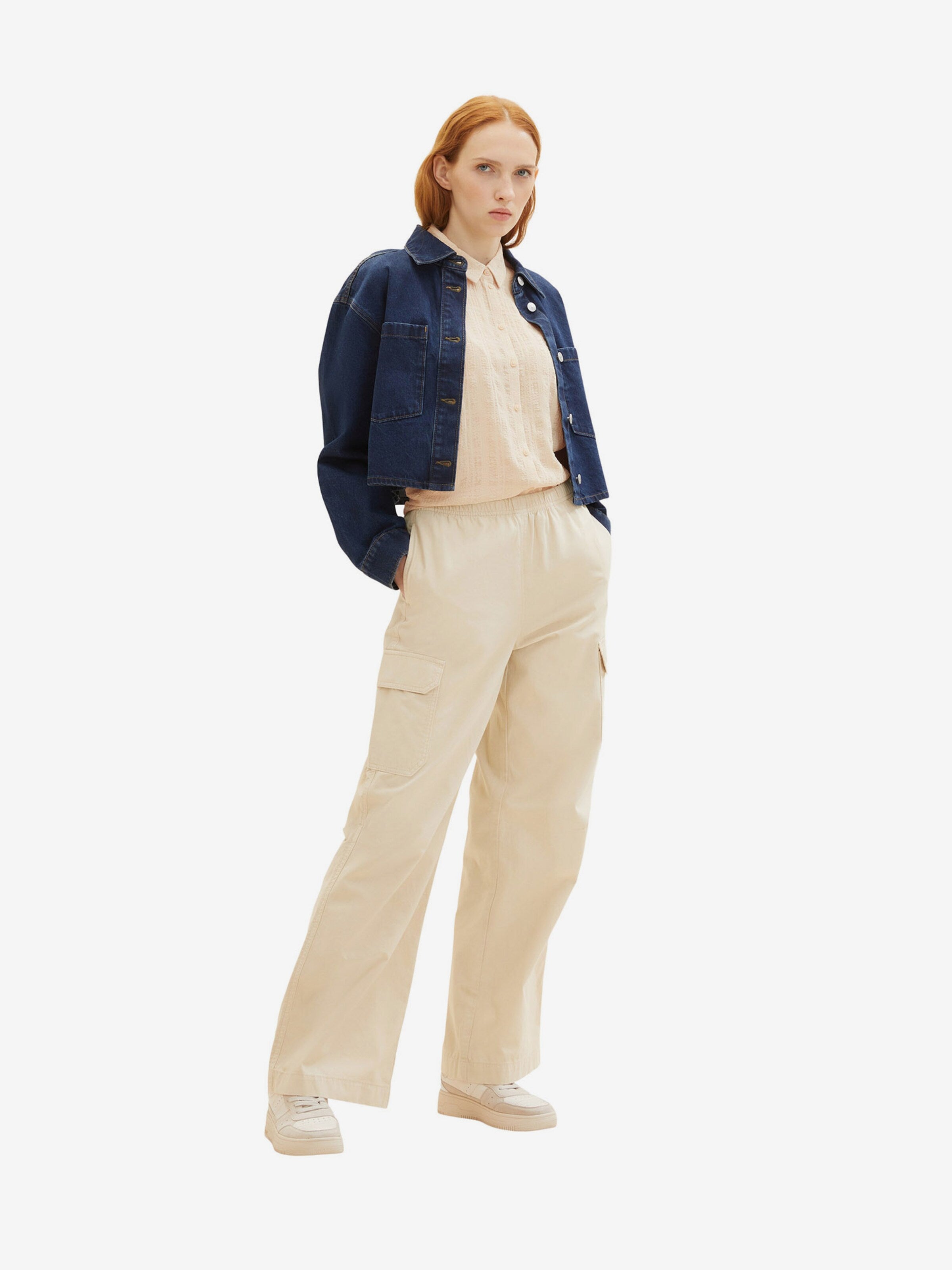 TOM TAILOR Denim Blouse Tops Blouse Dames Lichtbeige