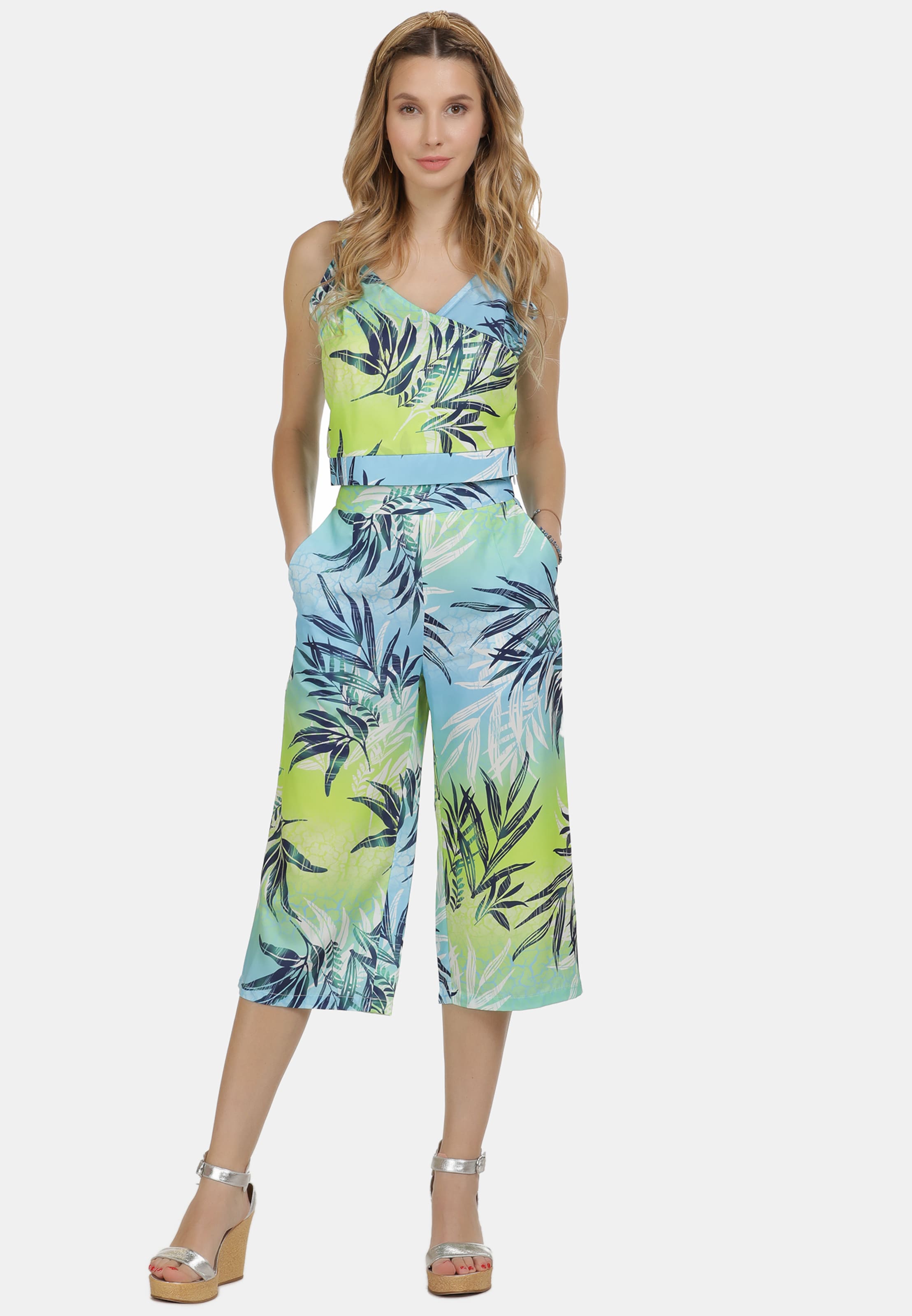 IZIA Crop Tops Top Dames Blauw / Groen