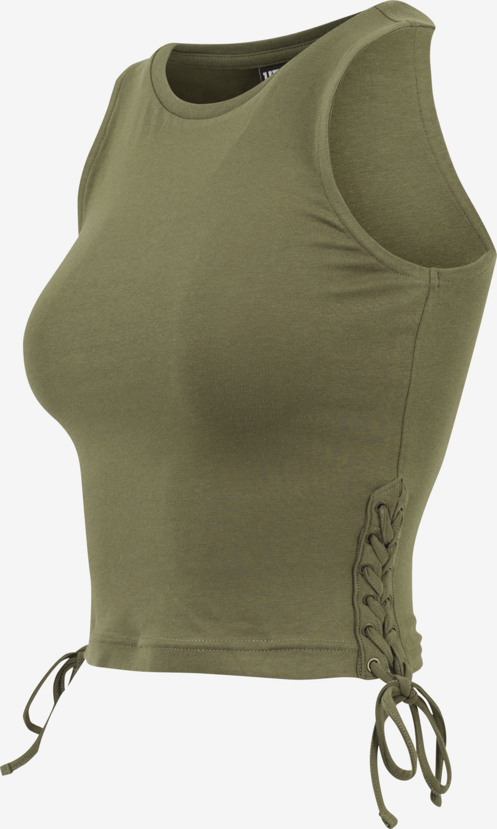 URBAN CLASSICS Crop Tops Top Dames Olijfgroen