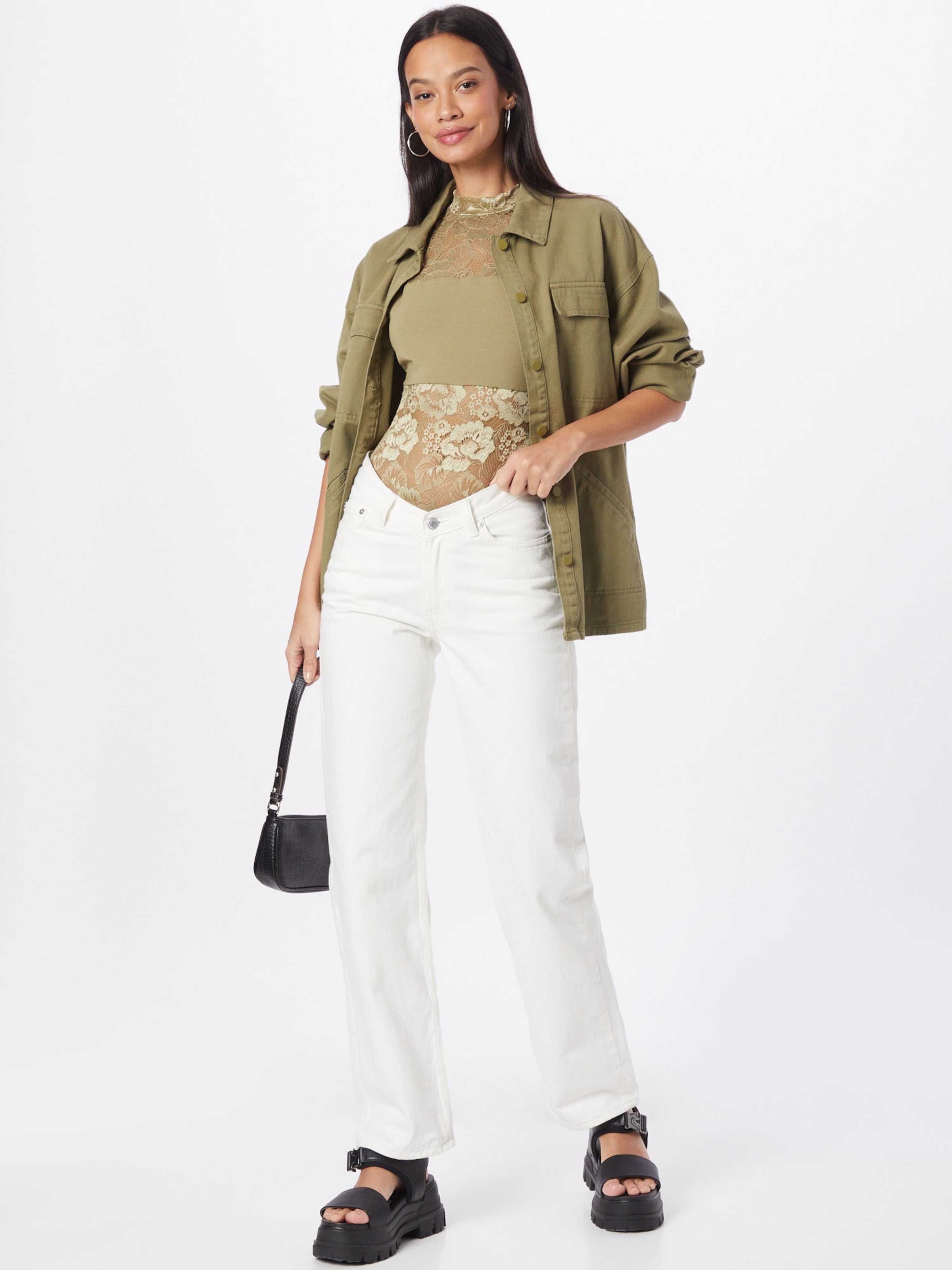 URBAN CLASSICS Mouwloze Shirts Shirt Body Dames Kaki