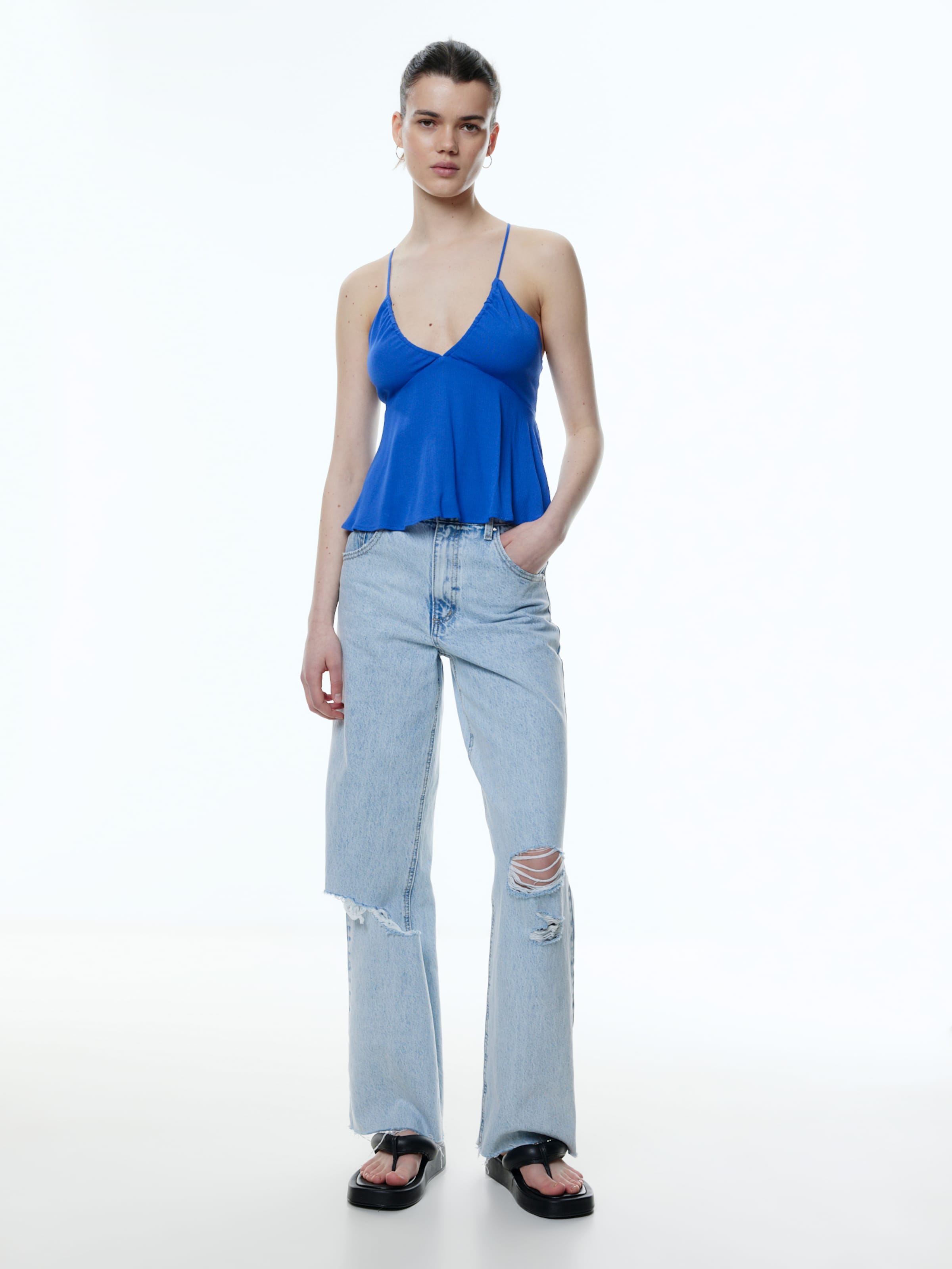 EDITED Spaghetti Tops Top Viviene Dames Blauw