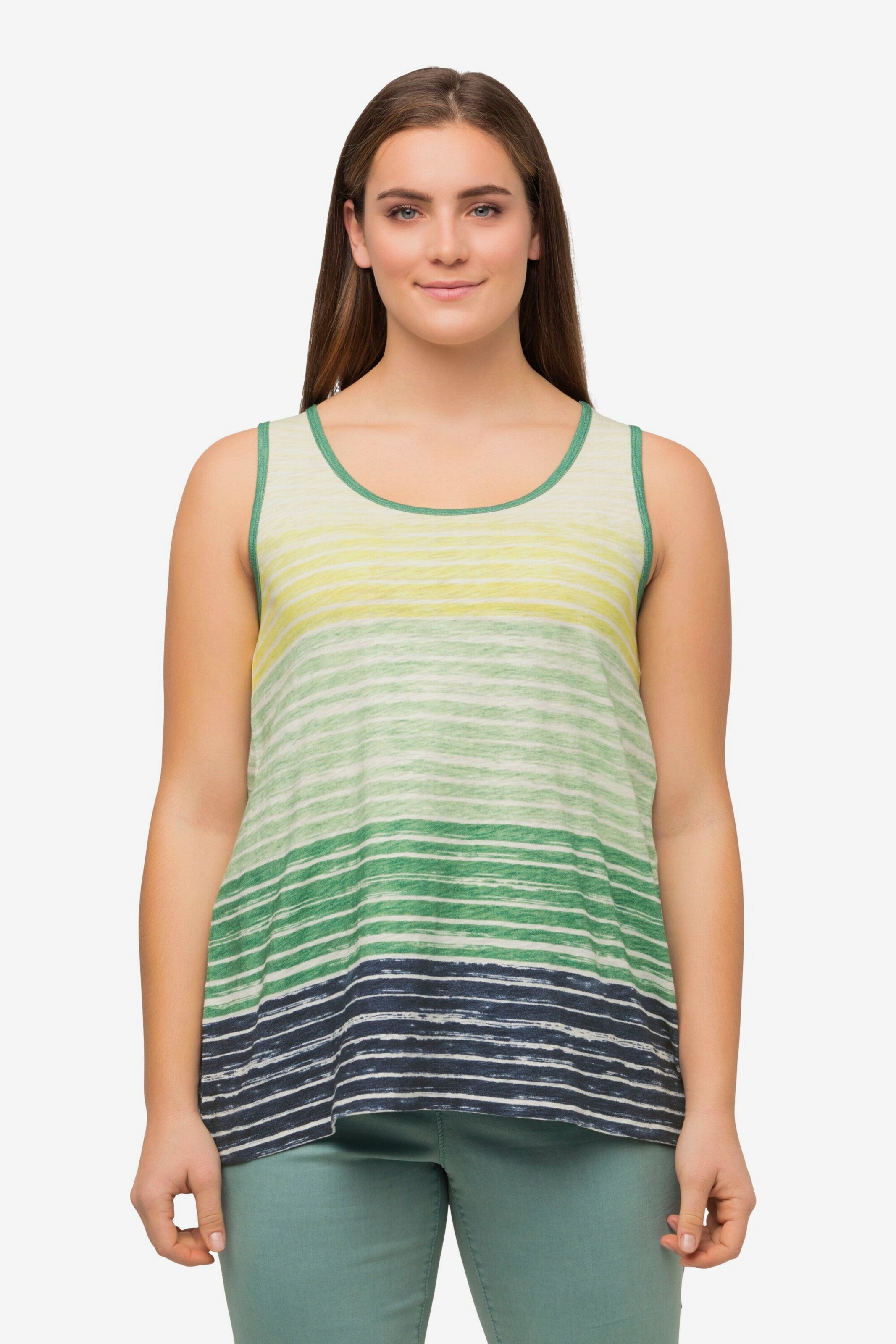 Ulla Popken Mouwloze Shirts Top Dames Groen Gemêleerd