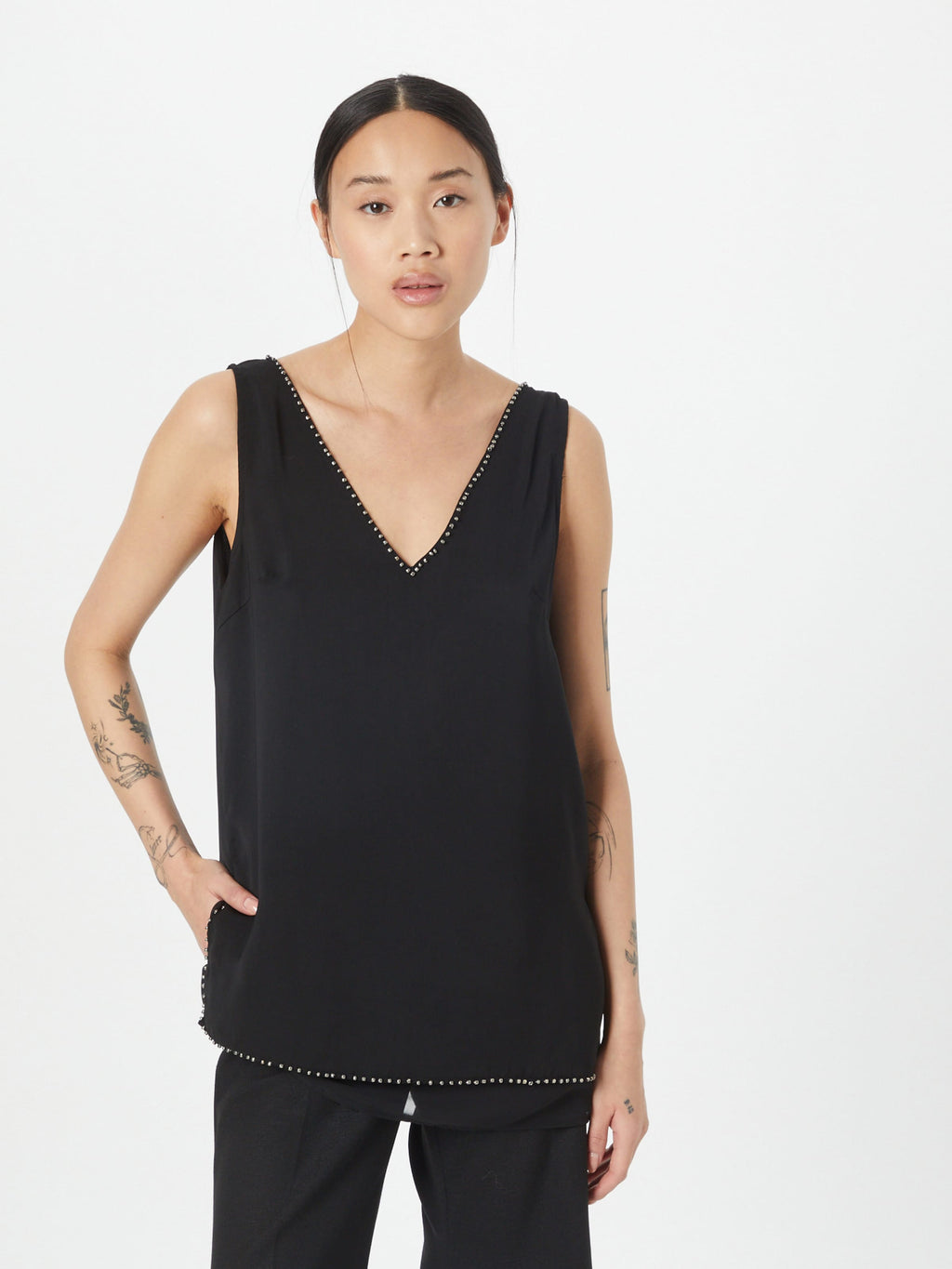 Wallis Mouwloze Shirts Top Dames Zwart